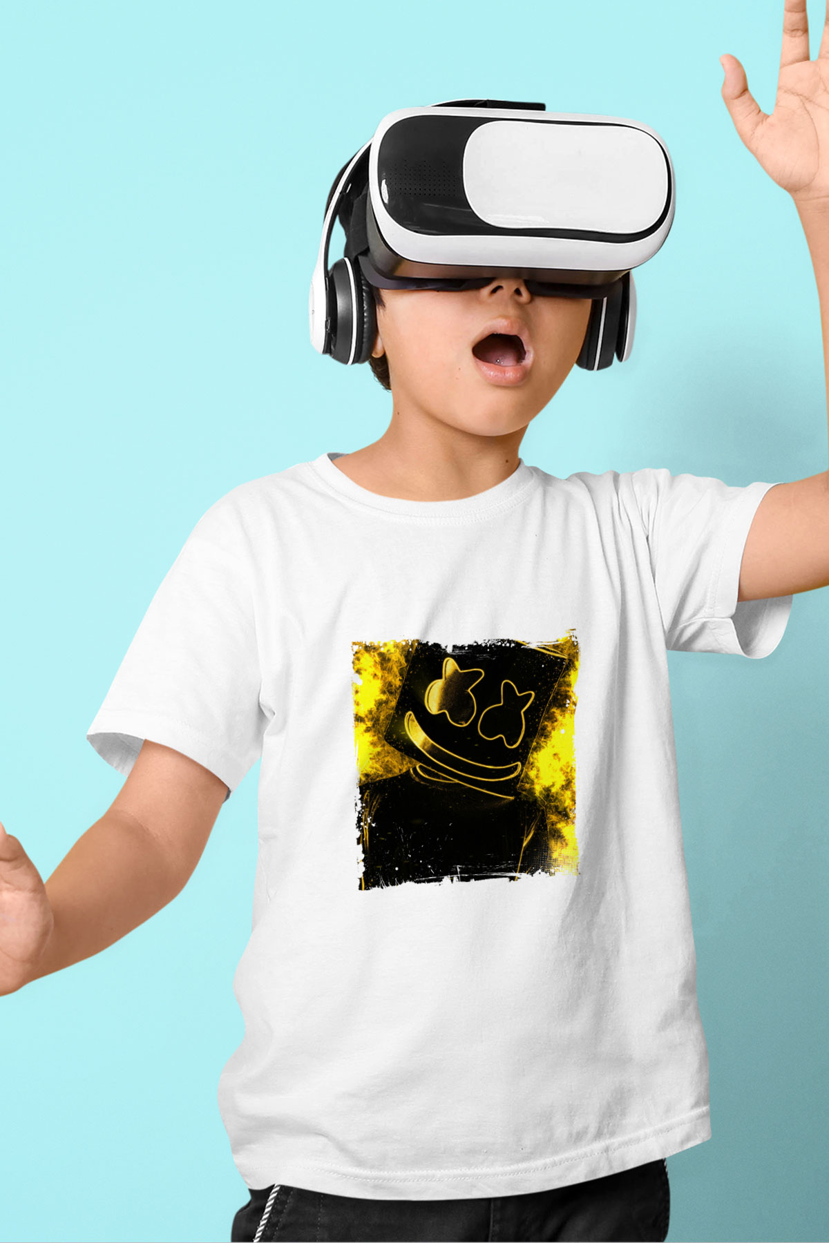Marshmello Baskılı Beyaz Çocuk Tişört