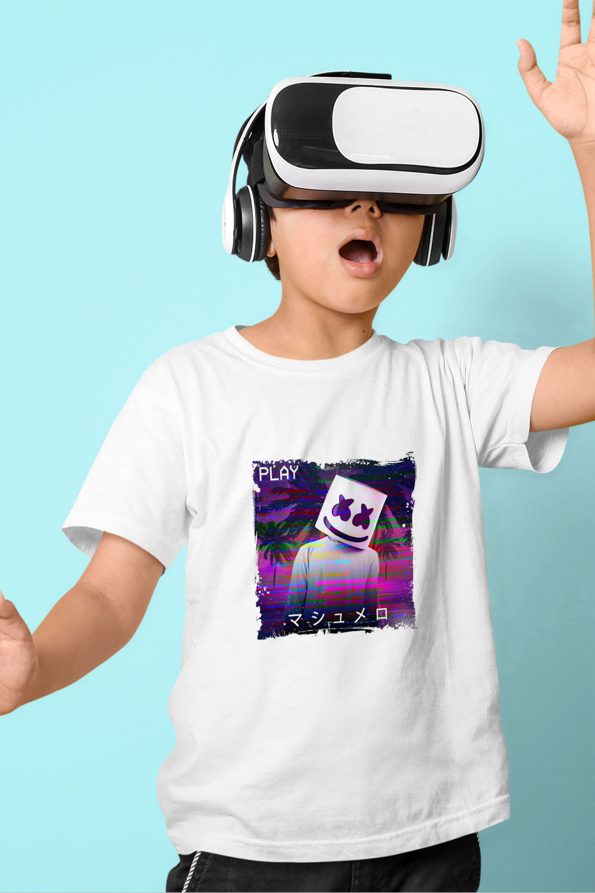 Marshmello Baskılı Beyaz Çocuk Tişört