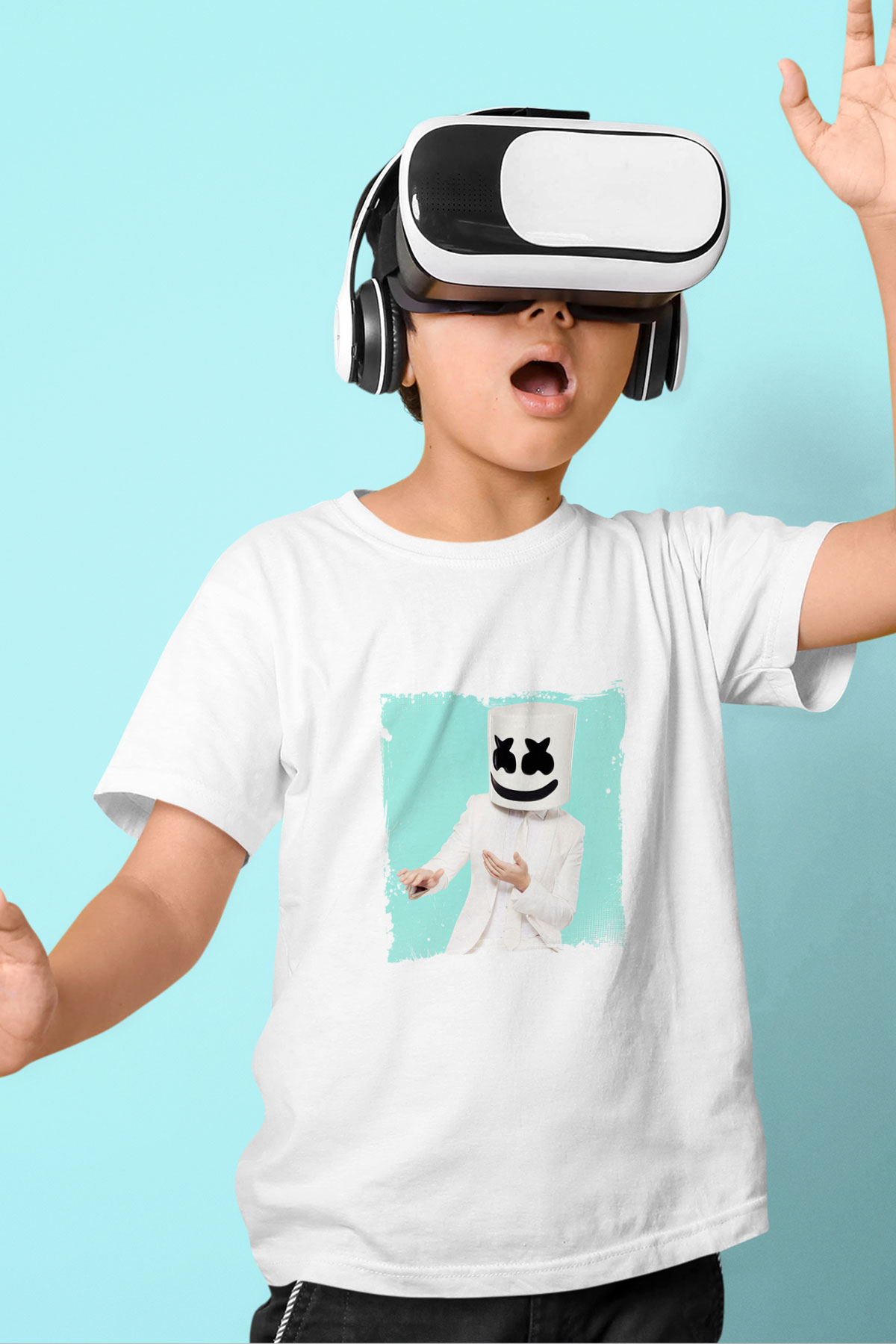 Marshmello Baskılı Beyaz Çocuk Tişört