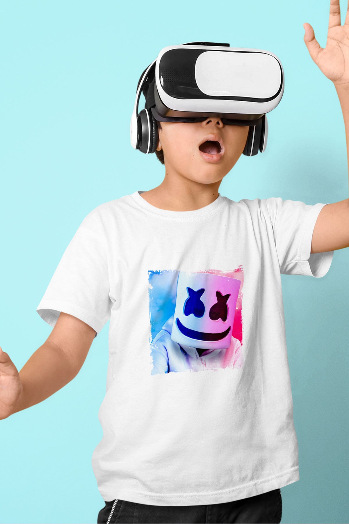 Marshmello Baskılı Beyaz Çocuk Tişört