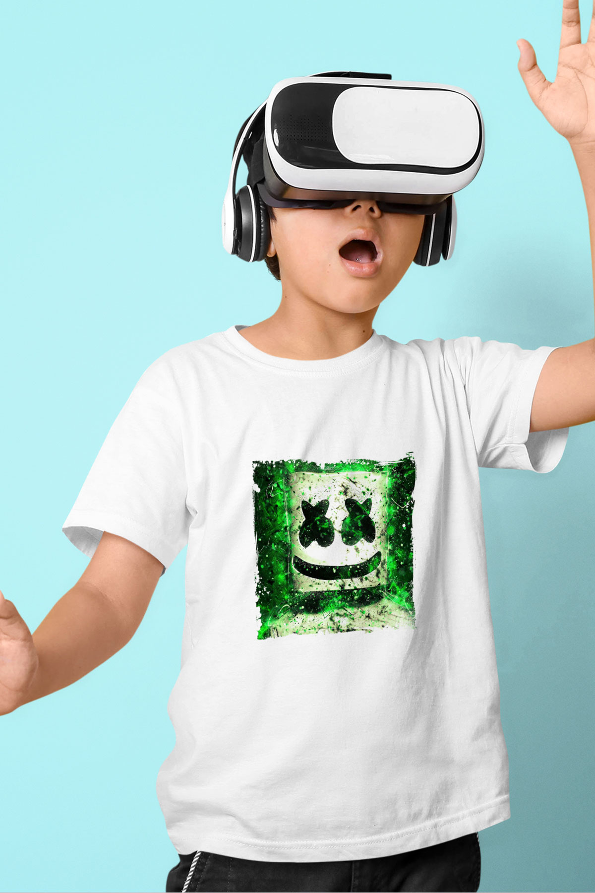 Marshmello Baskılı Beyaz Çocuk Tişört