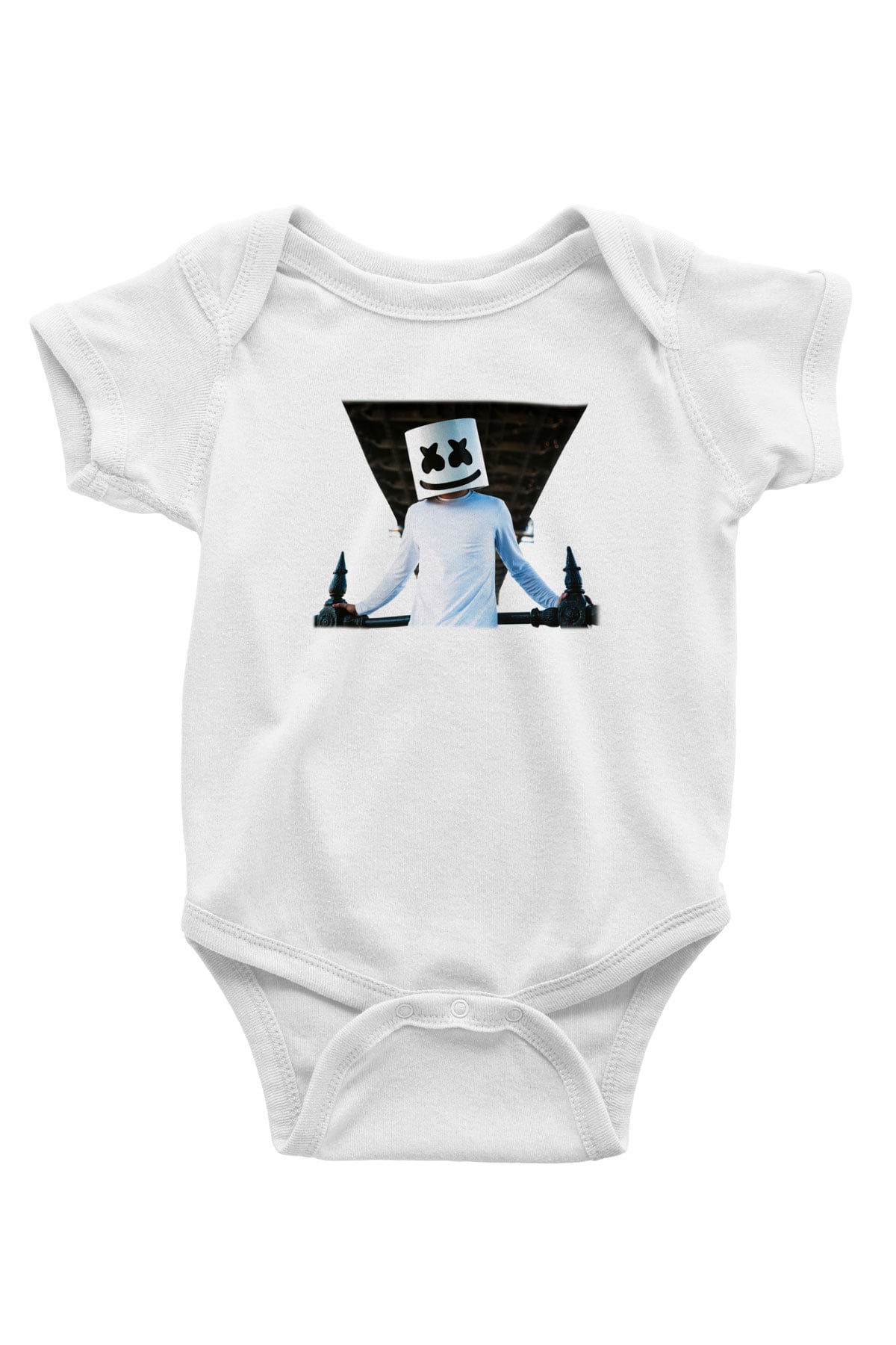 Marshmello Baskılı Beyaz Unisex Bebek Body - Zıbın