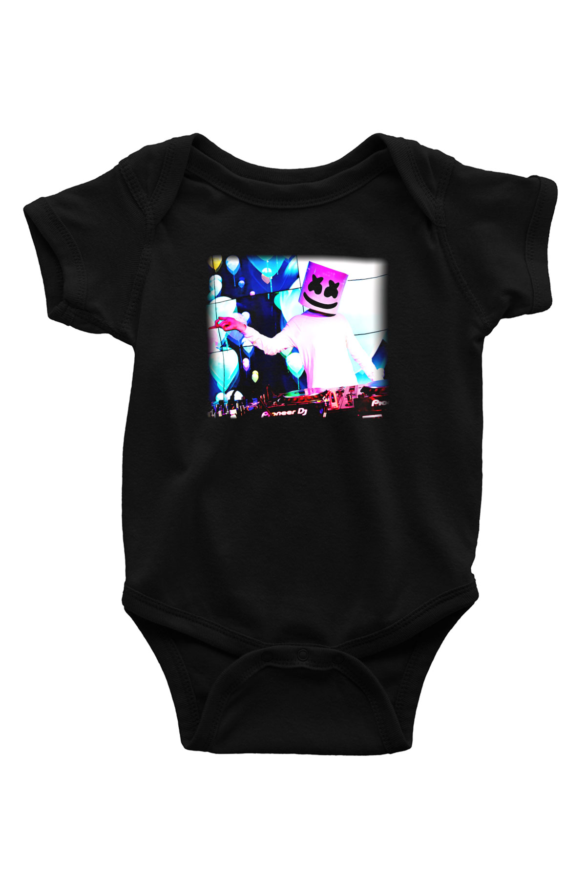 Marshmello Baskılı Siyah Bebek Body - Zıbın