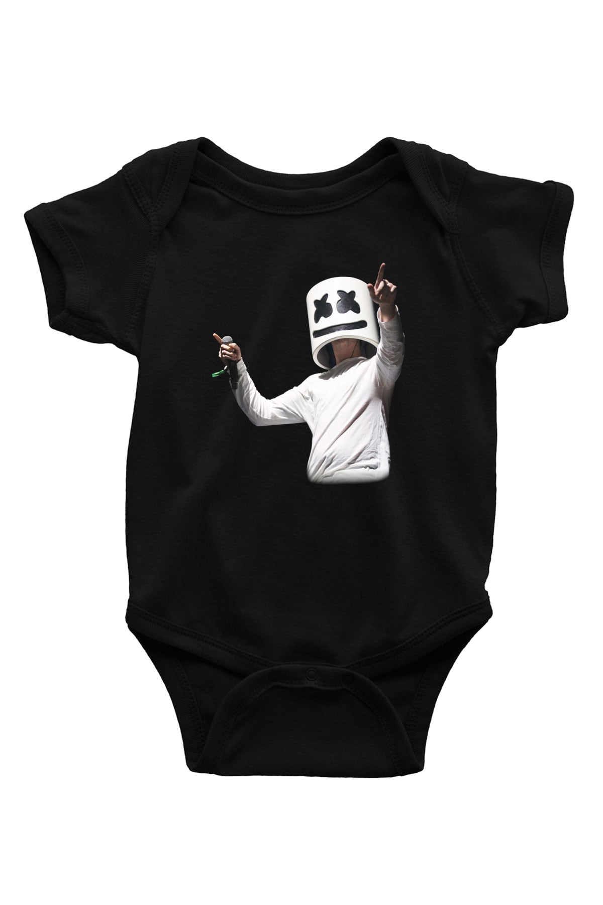 Marshmello Baskılı Siyah Bebek Body - Zıbın