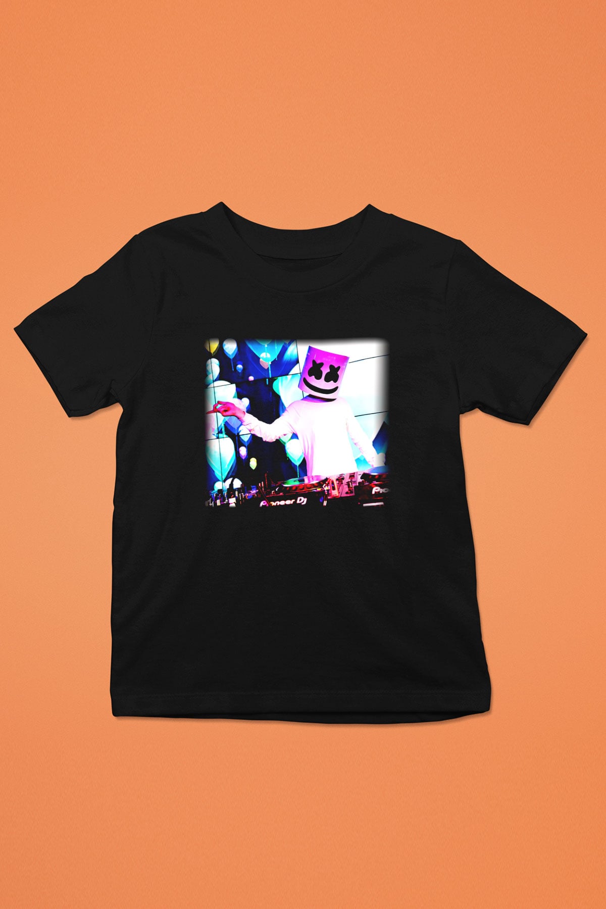 Marshmello Baskılı Siyah Unisex Çocuk Tişört