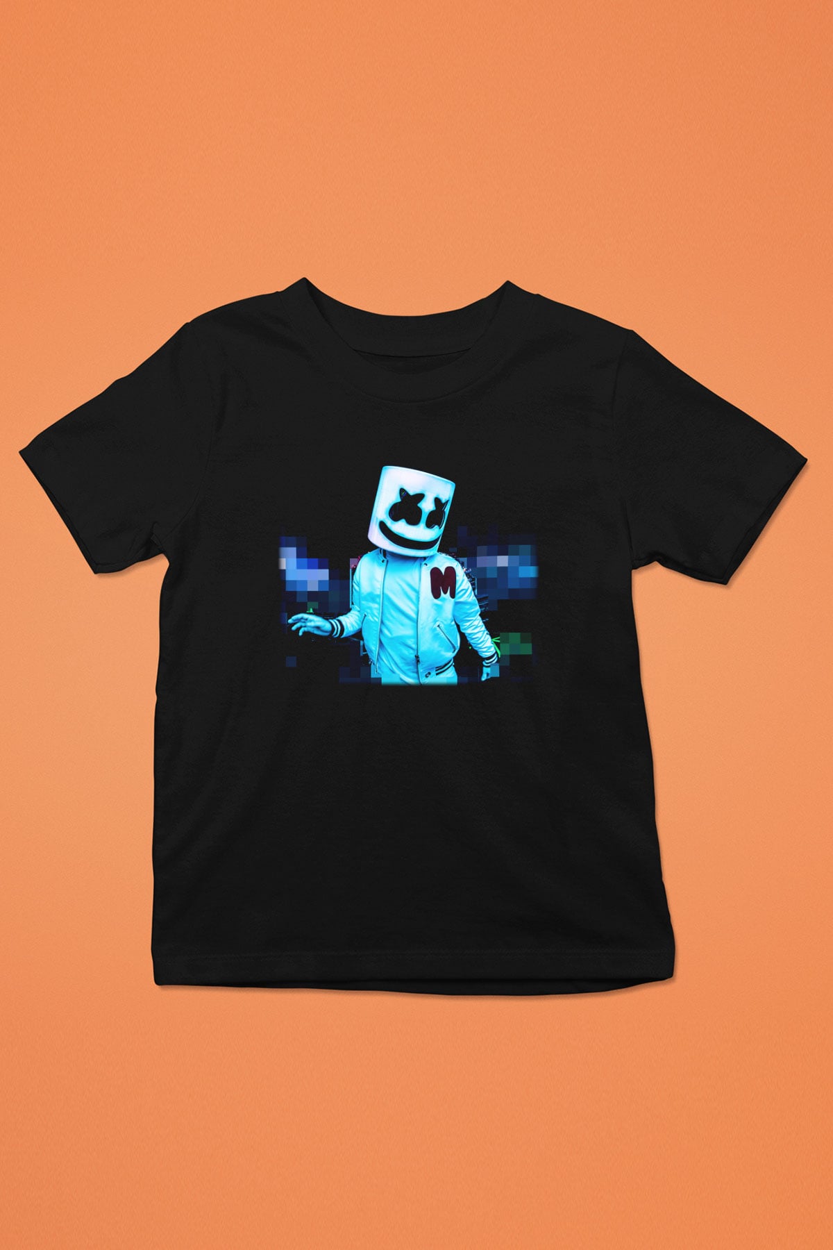 Marshmello Baskılı Siyah Unisex Çocuk Tişört