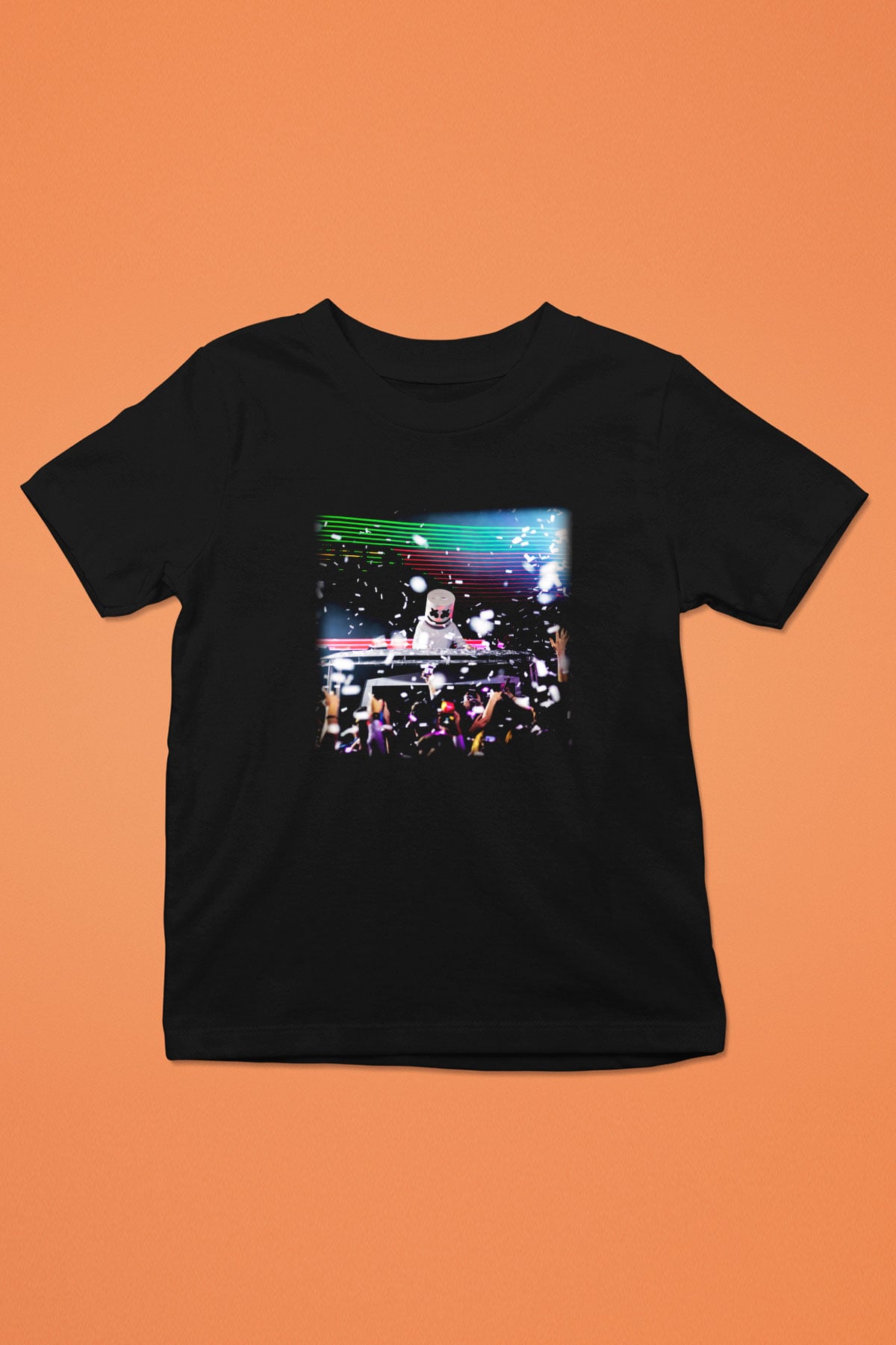 Marshmello Baskılı Siyah Unisex Çocuk Tişört