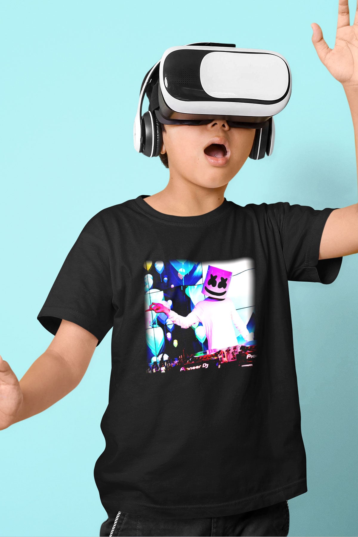 Marshmello Baskılı Siyah Unisex Çocuk Tişört
