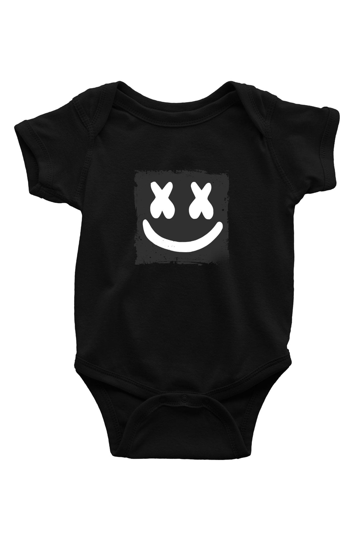 Marshmello Baskılı Unisex Siyah Bebek Body - Zıbın