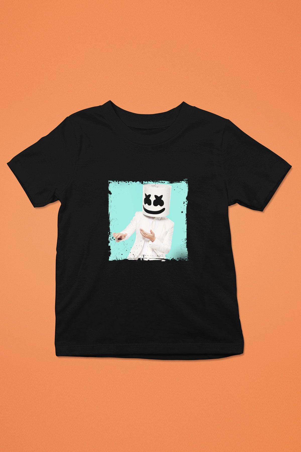 Marshmello Baskılı Unisex Siyah Çocuk Tişört