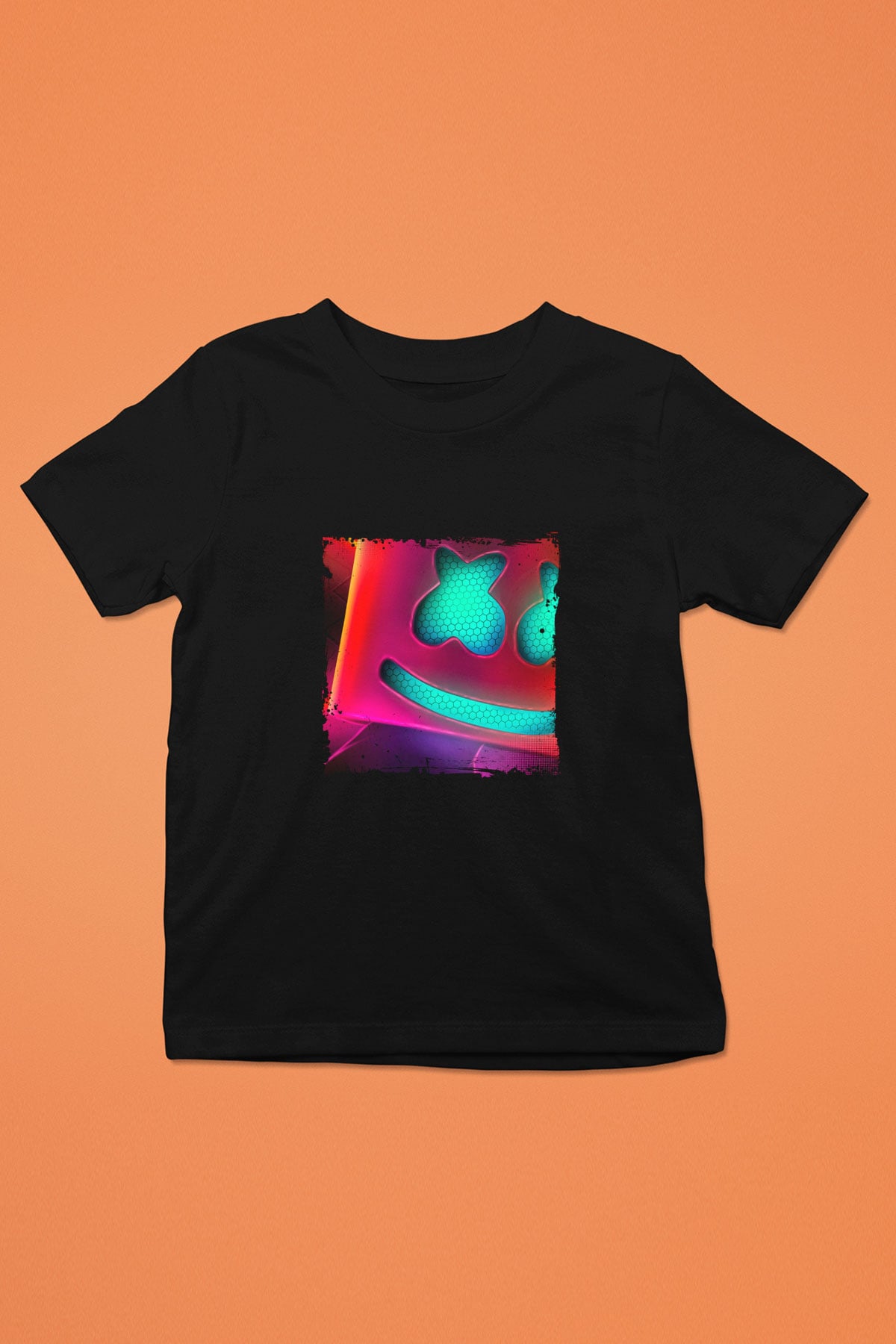 Marshmello Baskılı Unisex Siyah Çocuk Tişört