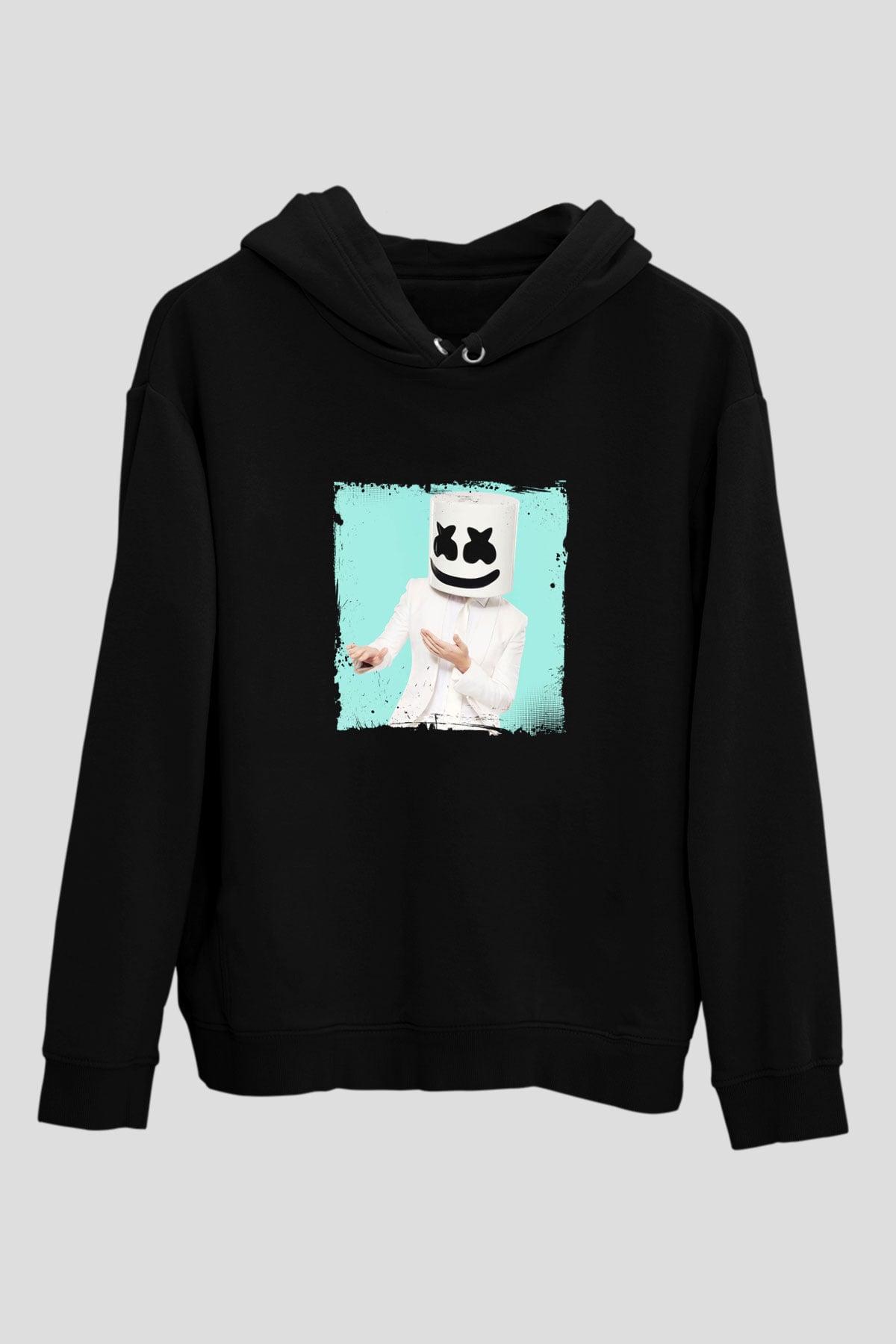 Marshmello Baskılı Unisex Siyah Hoodie