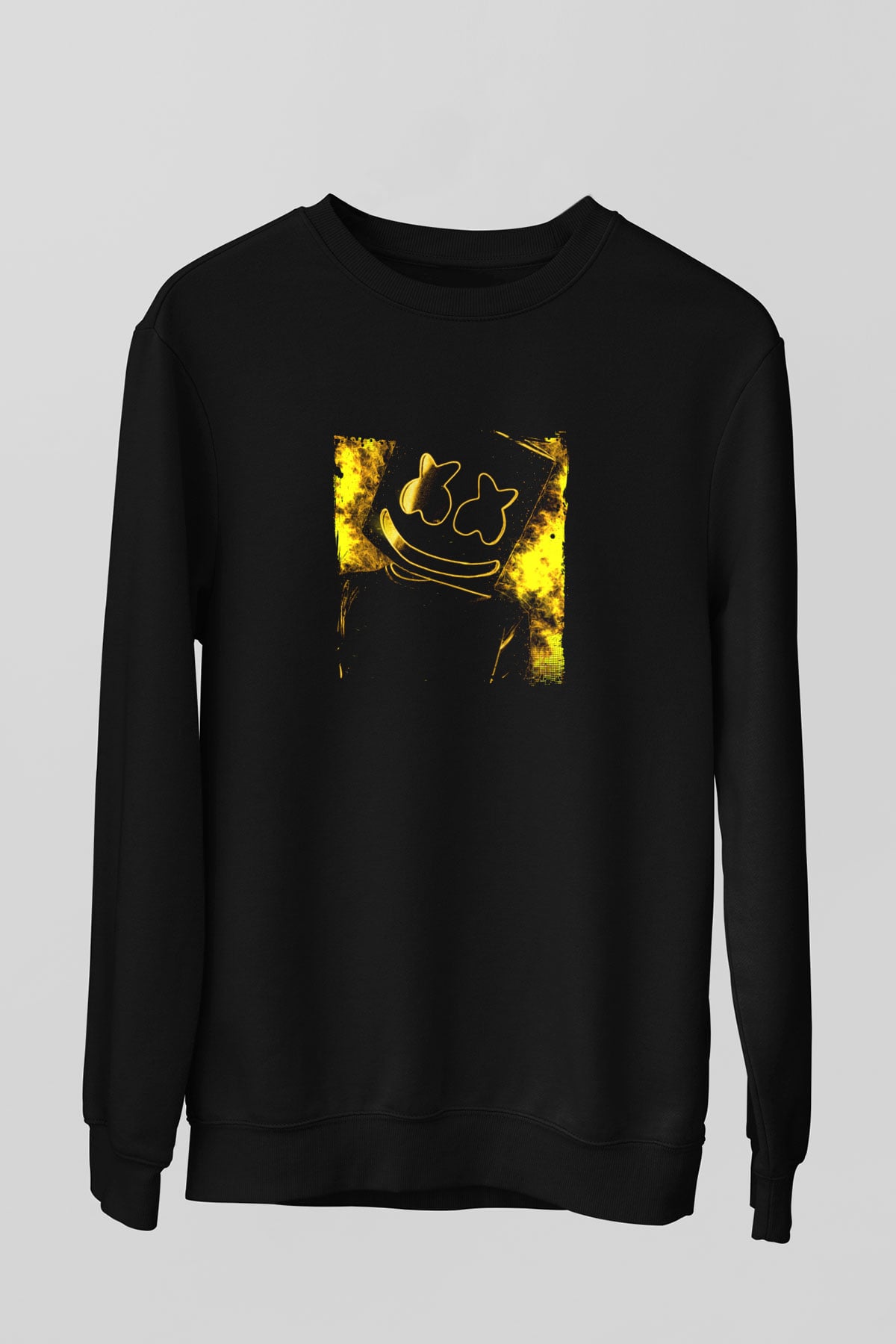 Marshmello Baskılı Unisex Siyah Sweatshirt