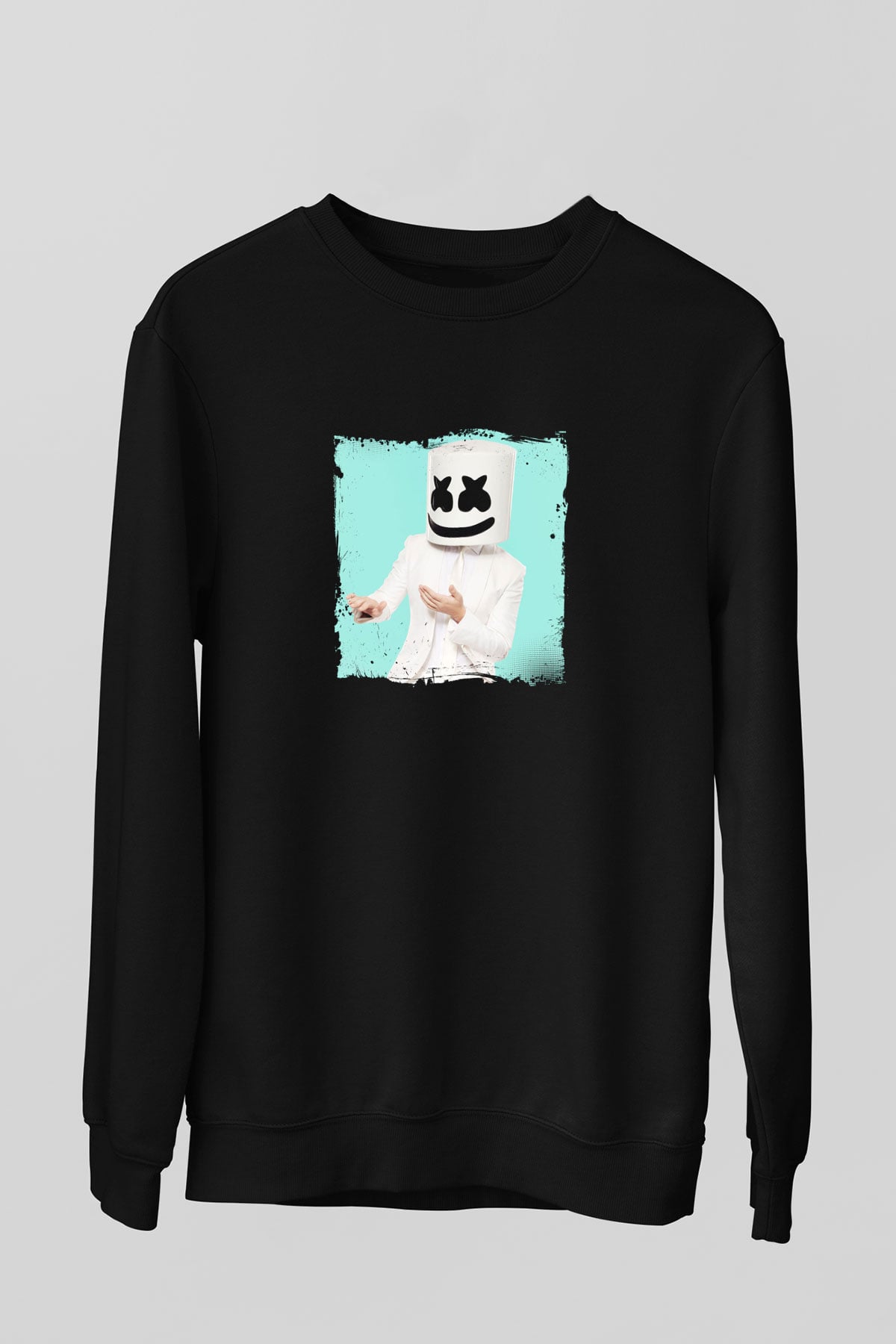 Marshmello Baskılı Unisex Siyah Sweatshirt