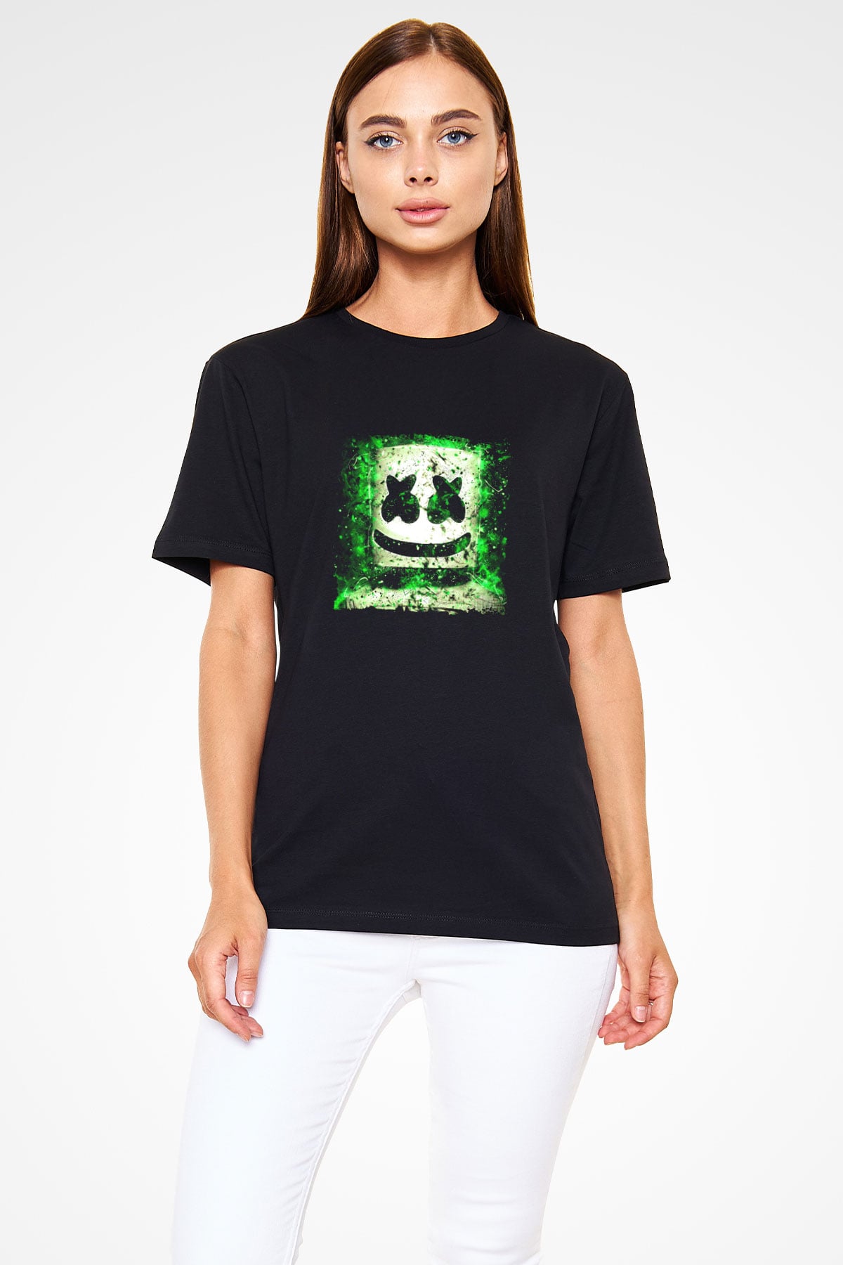 Marshmello Baskılı Unisex Siyah Tişört