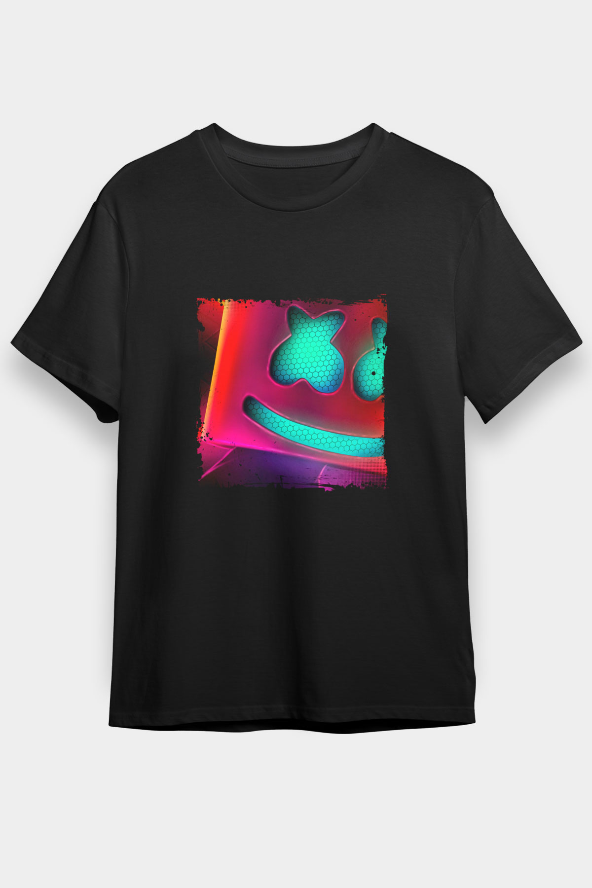 Marshmello Baskılı Unisex Siyah Tişört