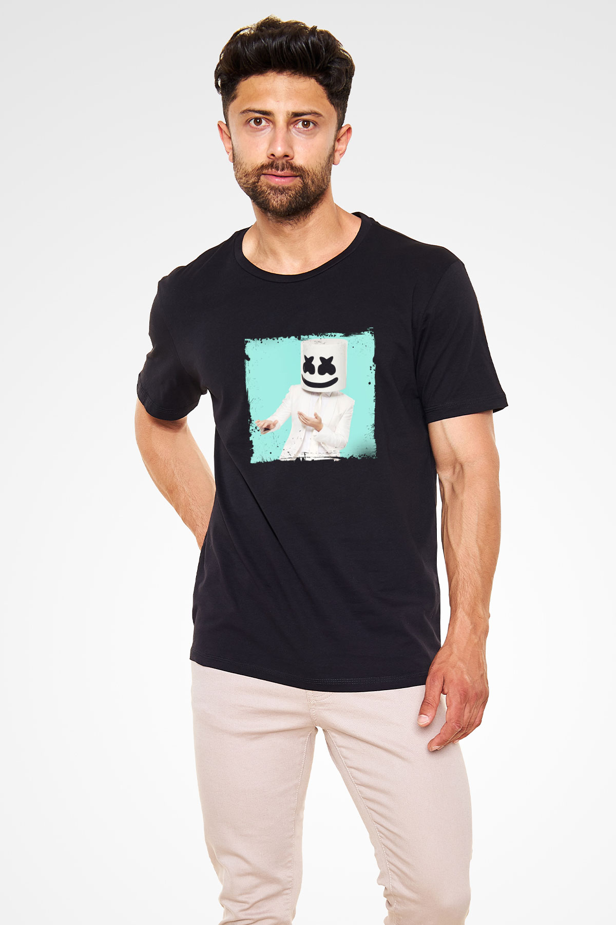 Marshmello Baskılı Unisex Siyah Tişört