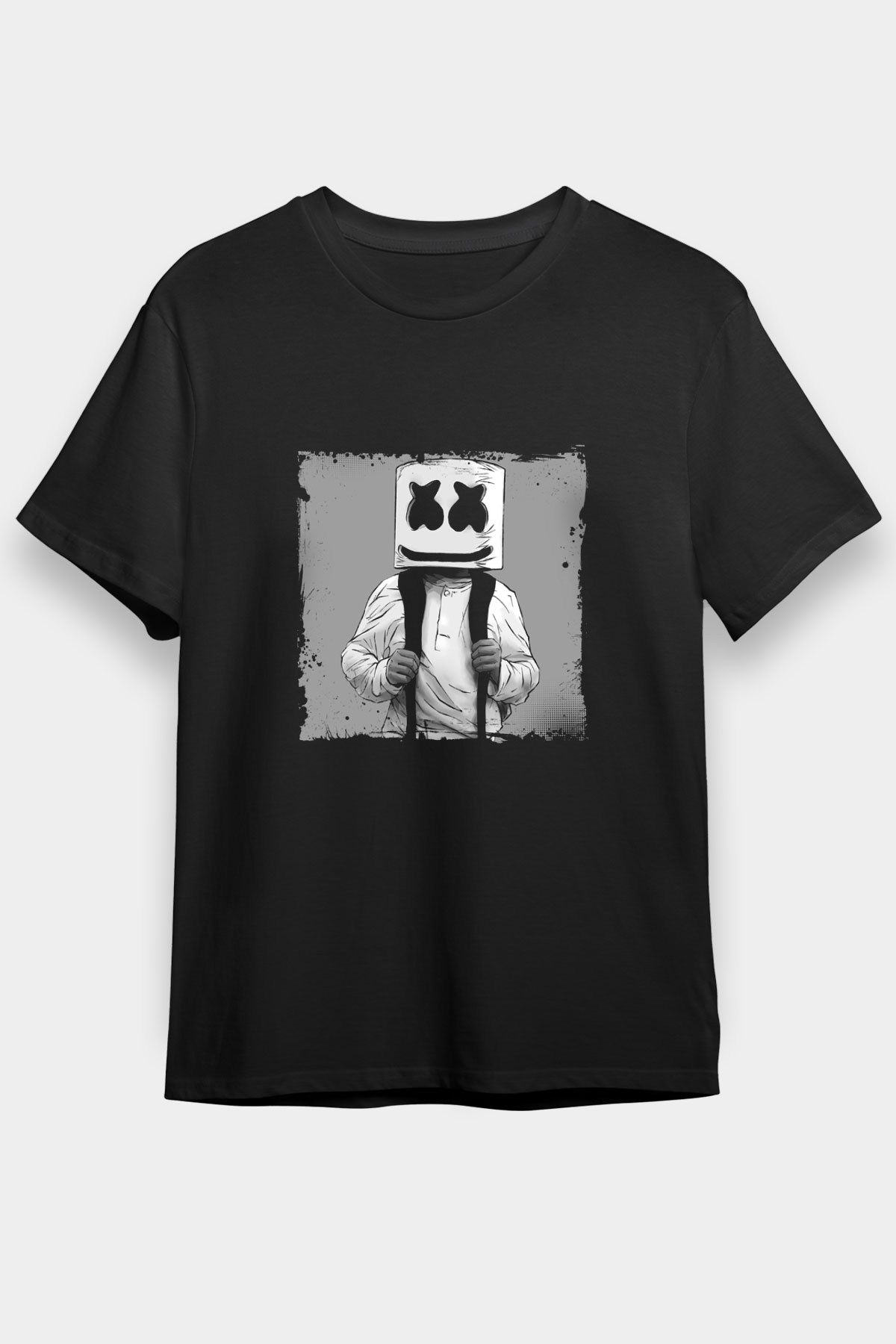 Marshmello Baskılı Unisex Siyah Tişört