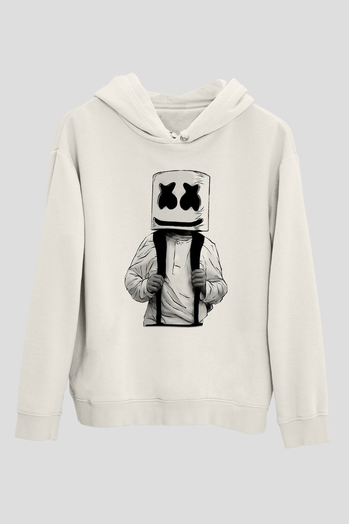 Marshmello Beyaz Unisex Kapşonlu Sweatshirt