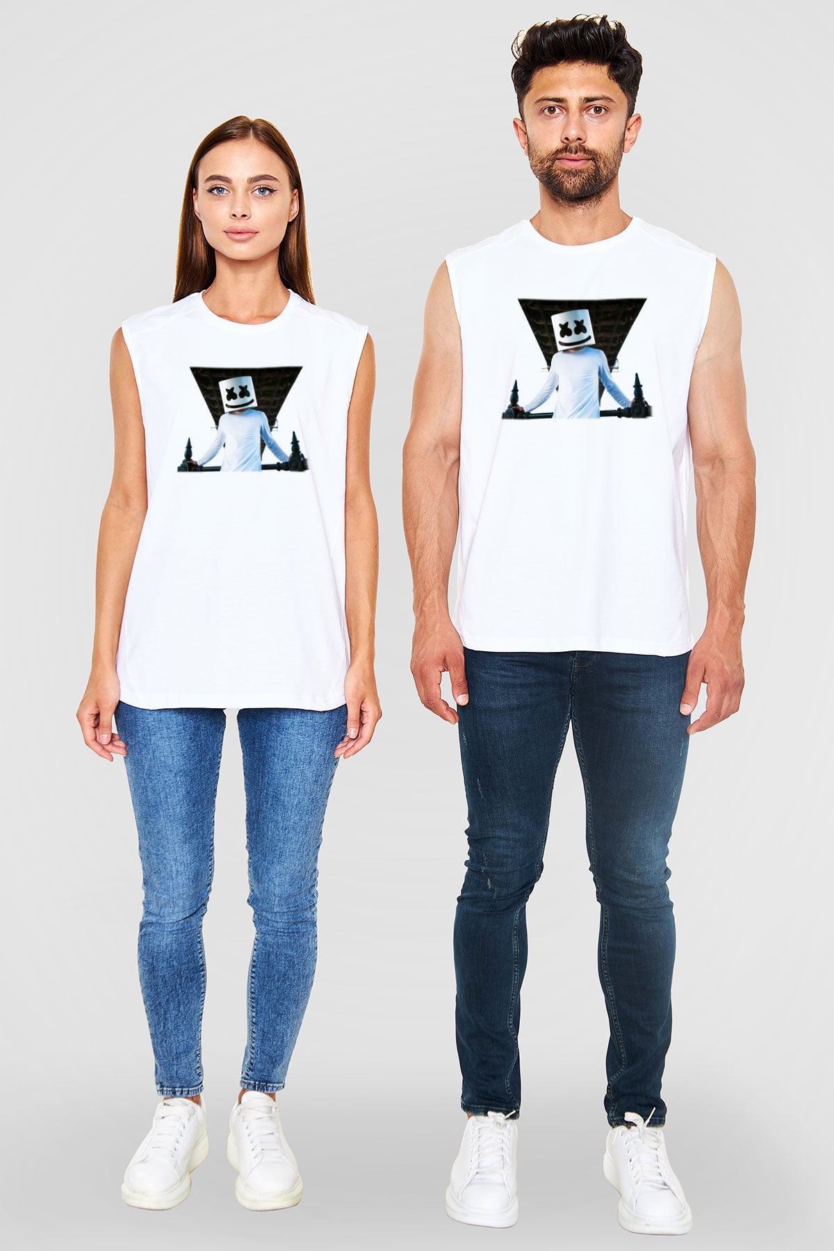 Marshmello Beyaz Unisex Kolsuz Tişört
