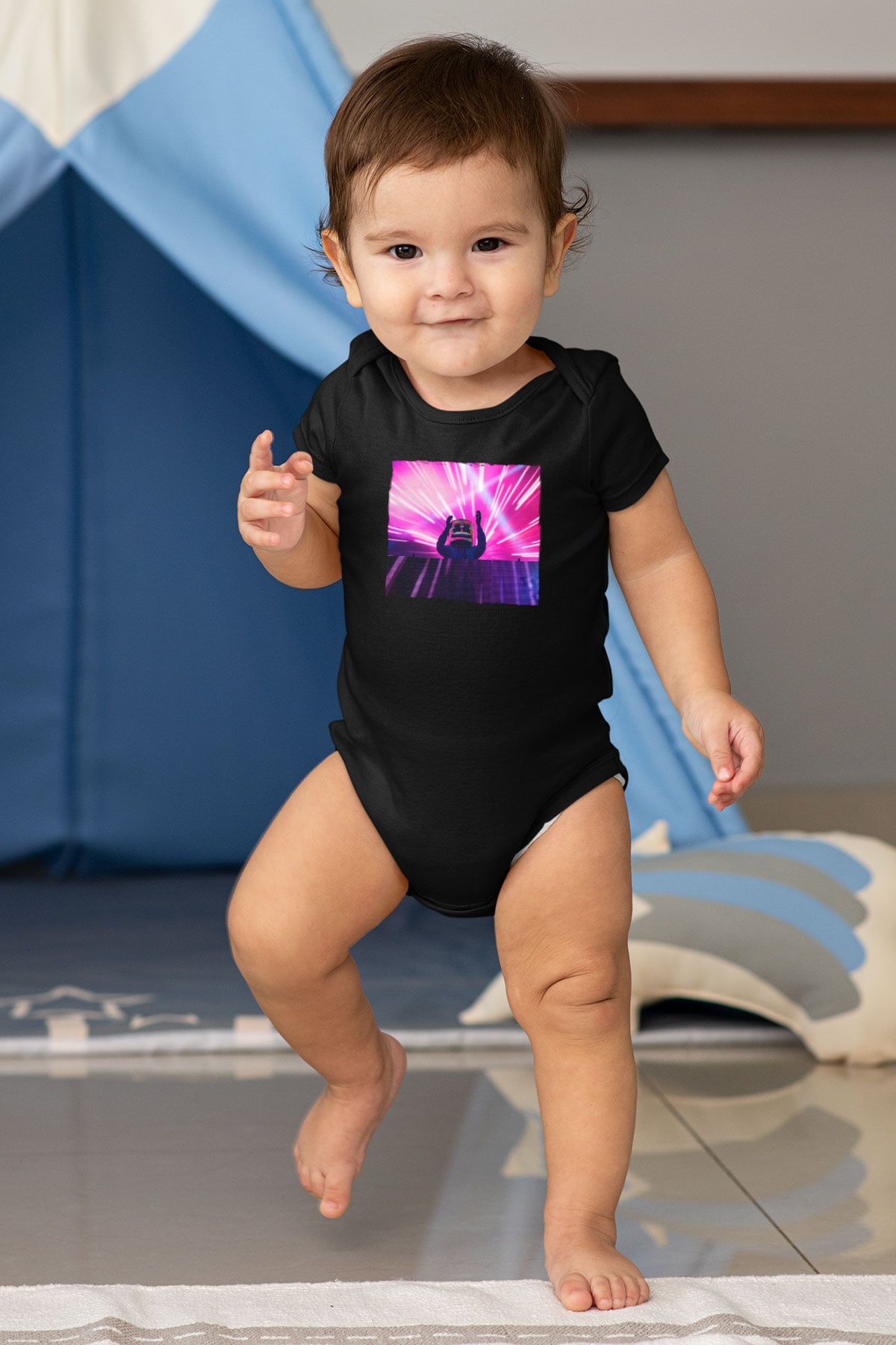 Marshmello Siyah Bebek Body - Zıbın