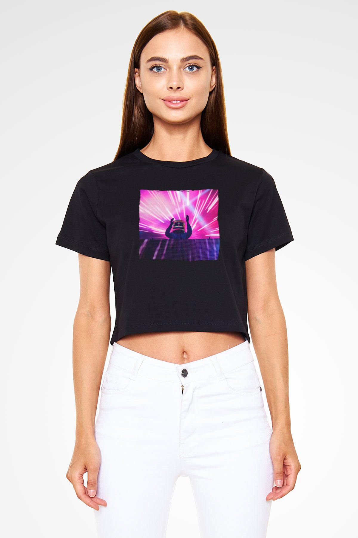 Marshmello Siyah  Crop Top Tişört