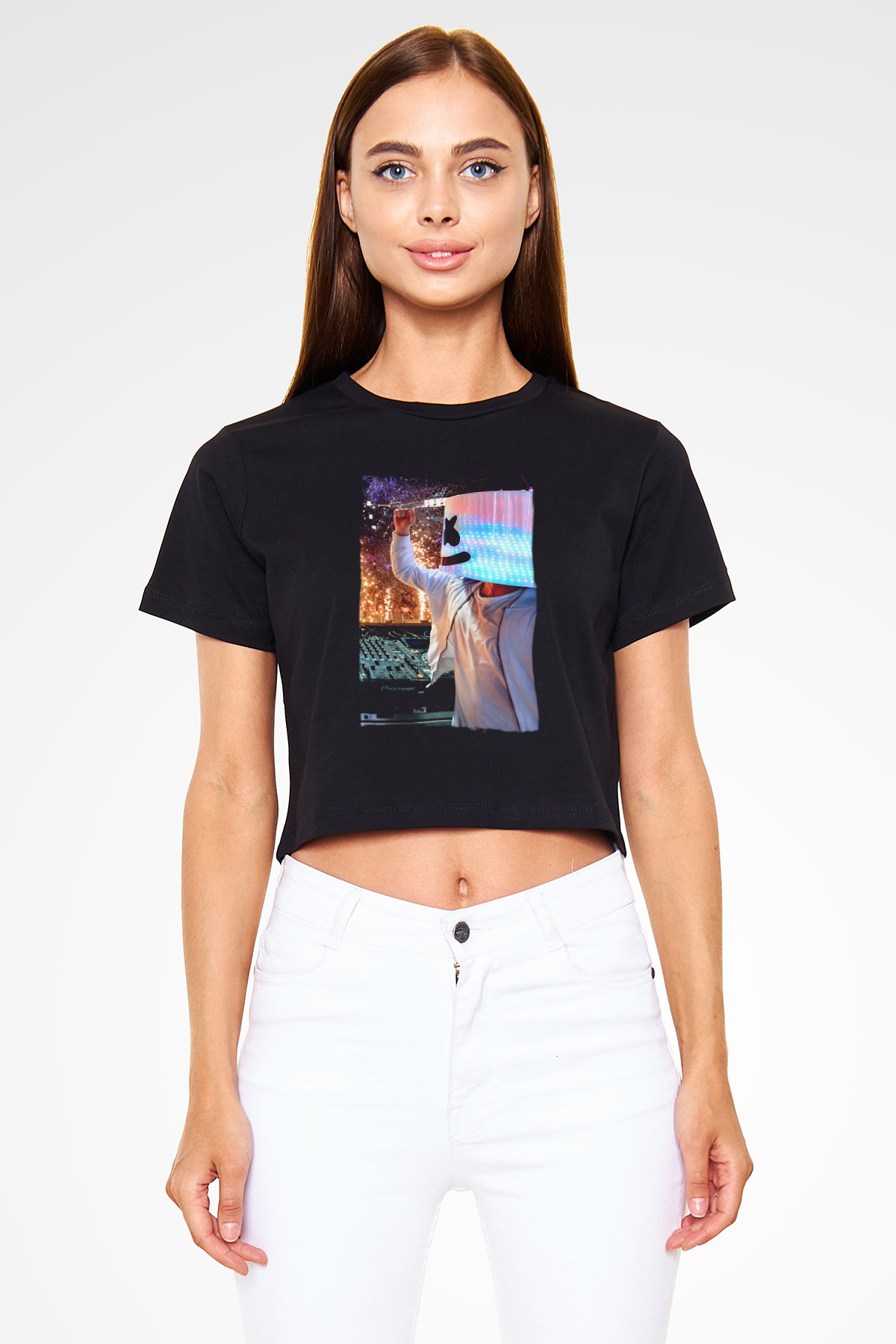 Marshmello Siyah  Crop Top Tişört