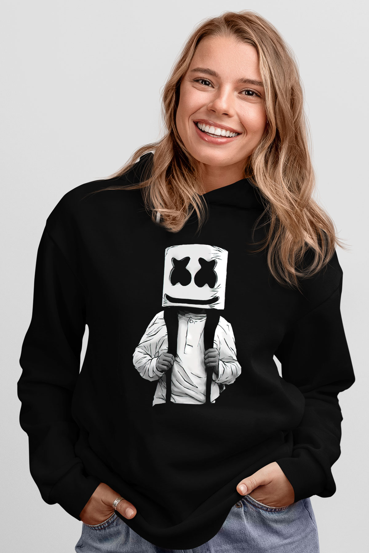 Marshmello Siyah Unisex Hoodie