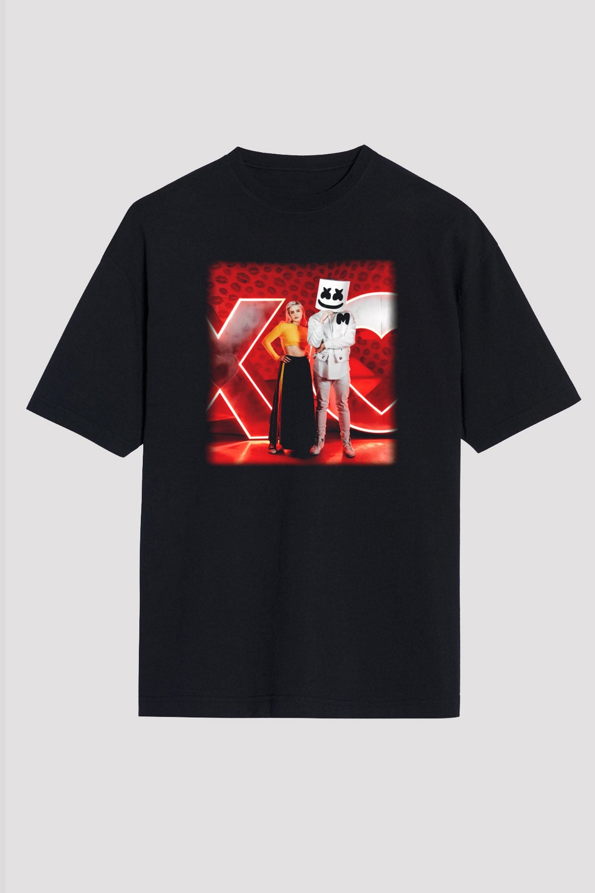 Marshmello Siyah Unisex Oversize Tişört T-Shirt