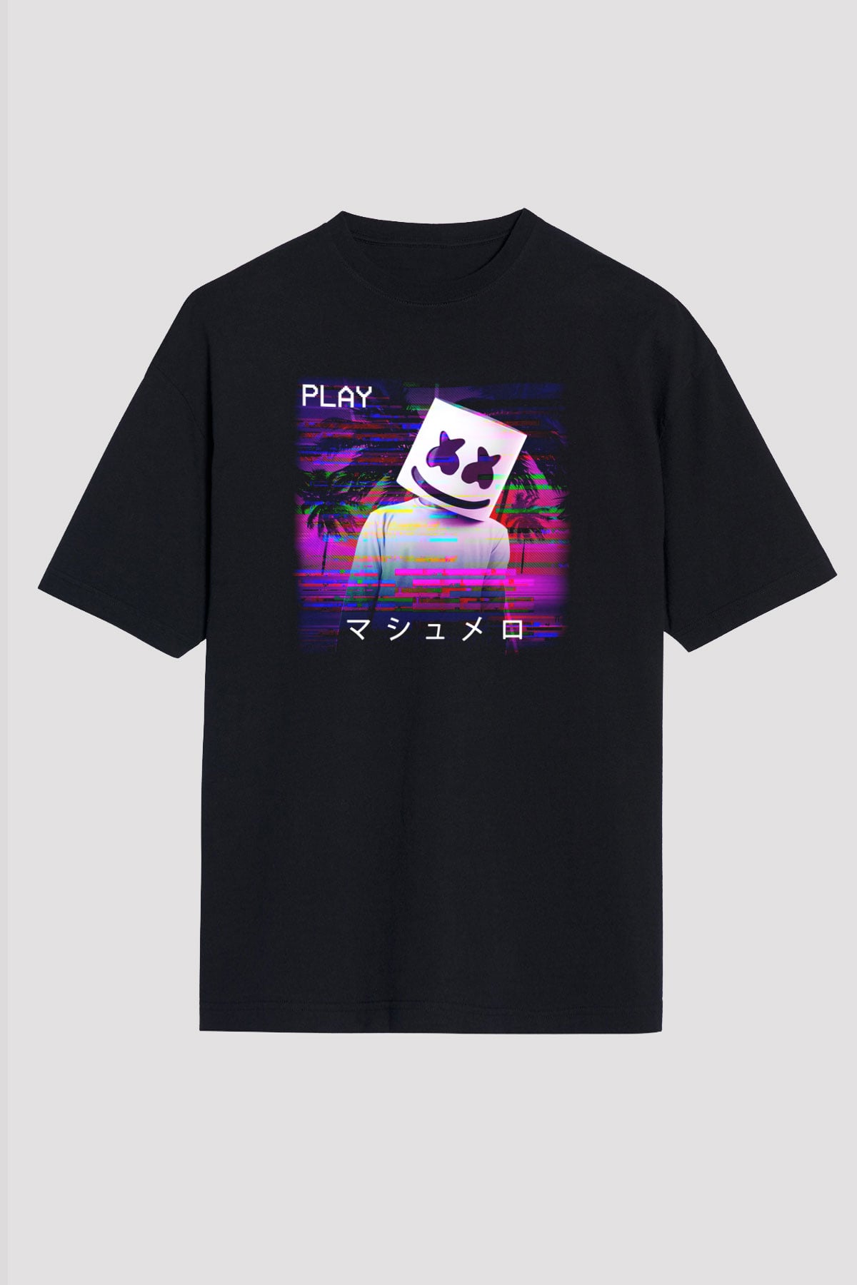 Marshmello Siyah Unisex Oversize Tişört T-Shirt