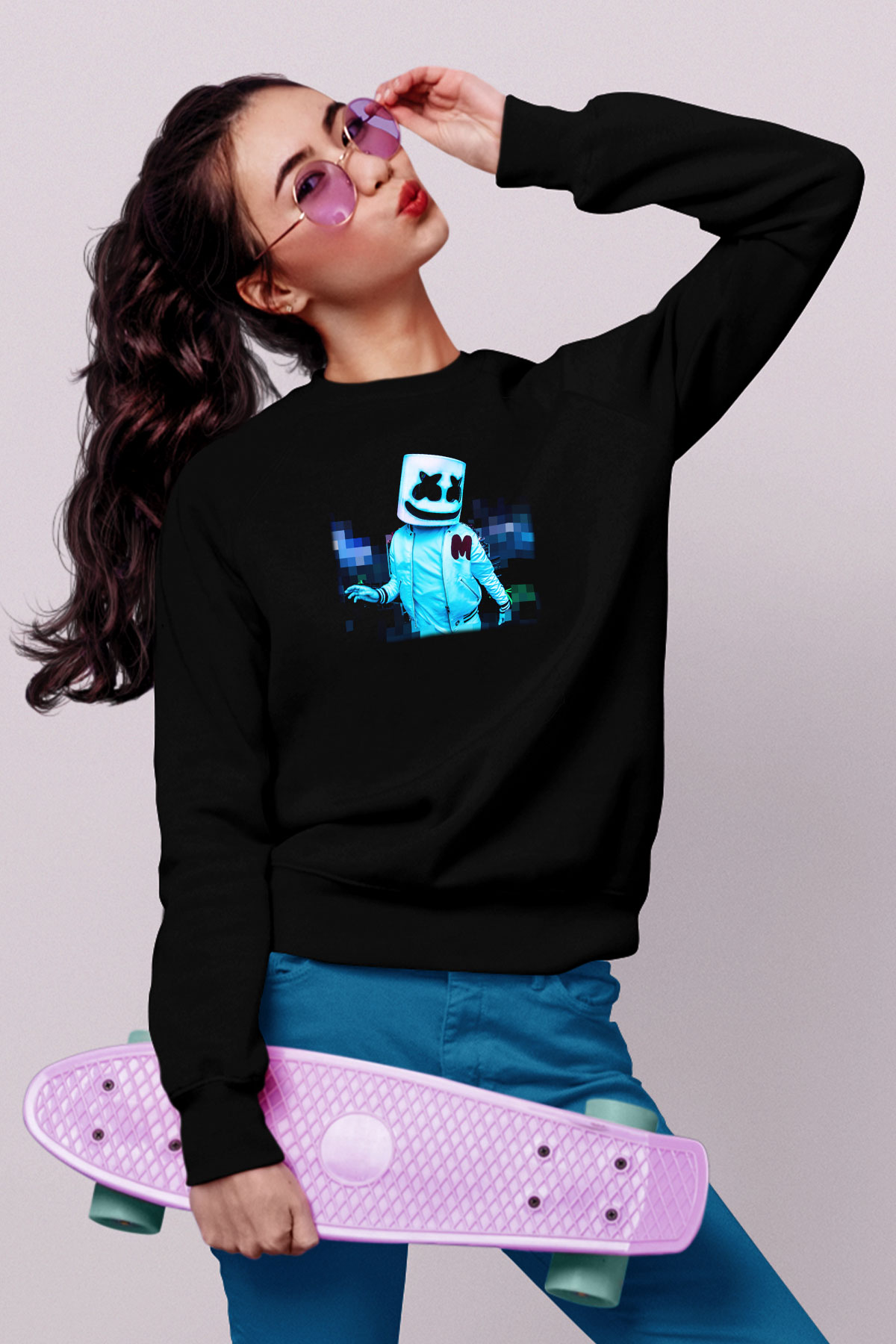 Marshmello Siyah Unisex Sweatshirt