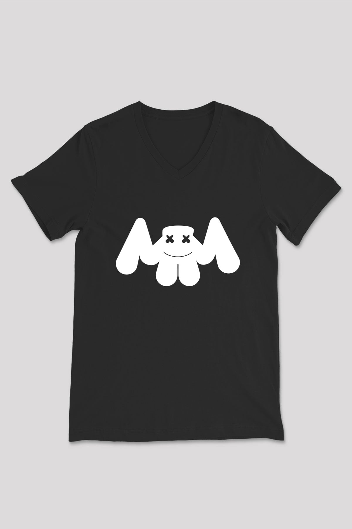 Marshmello Siyah Unisex V Yaka Tişört T-Shirt
