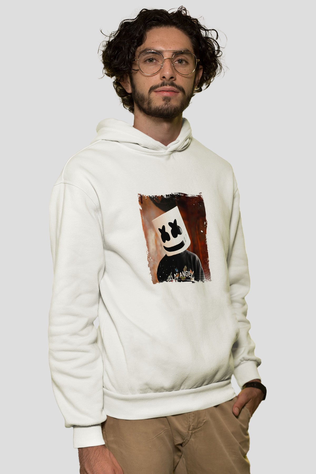 MarshmelloBaskılı Beyaz Hoodie