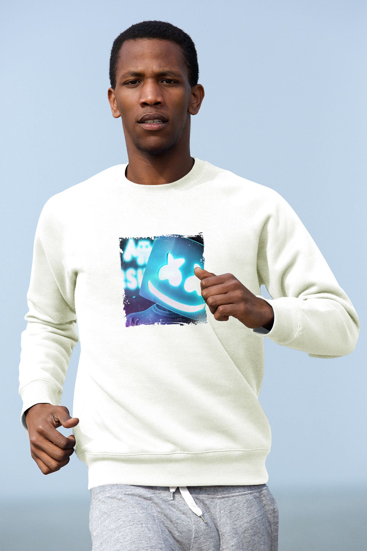 MarshmelloBaskılı Beyaz Sweatshirt