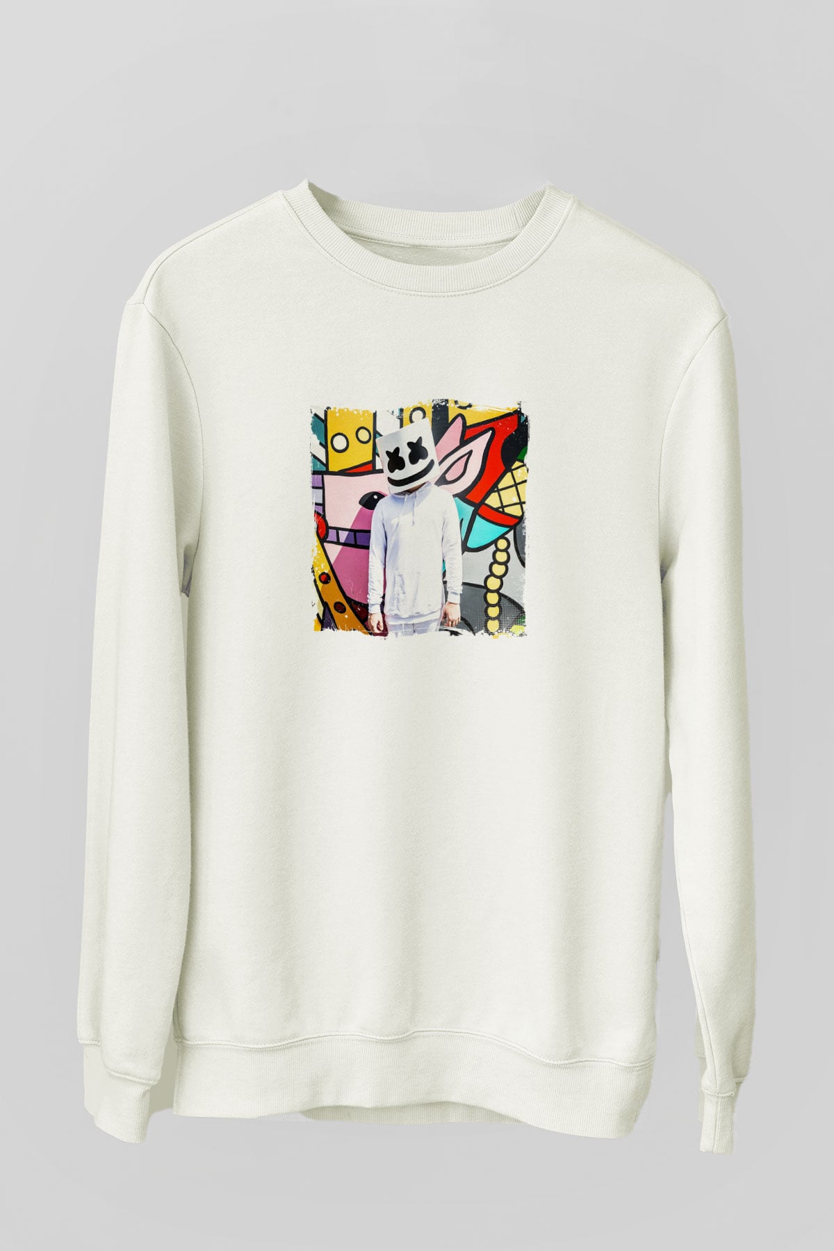 MarshmelloBaskılı Beyaz Sweatshirt