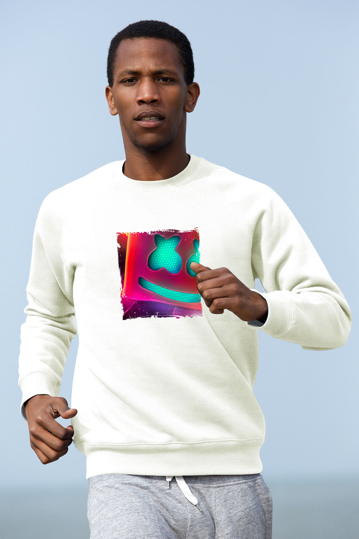 MarshmelloBaskılı Beyaz Sweatshirt