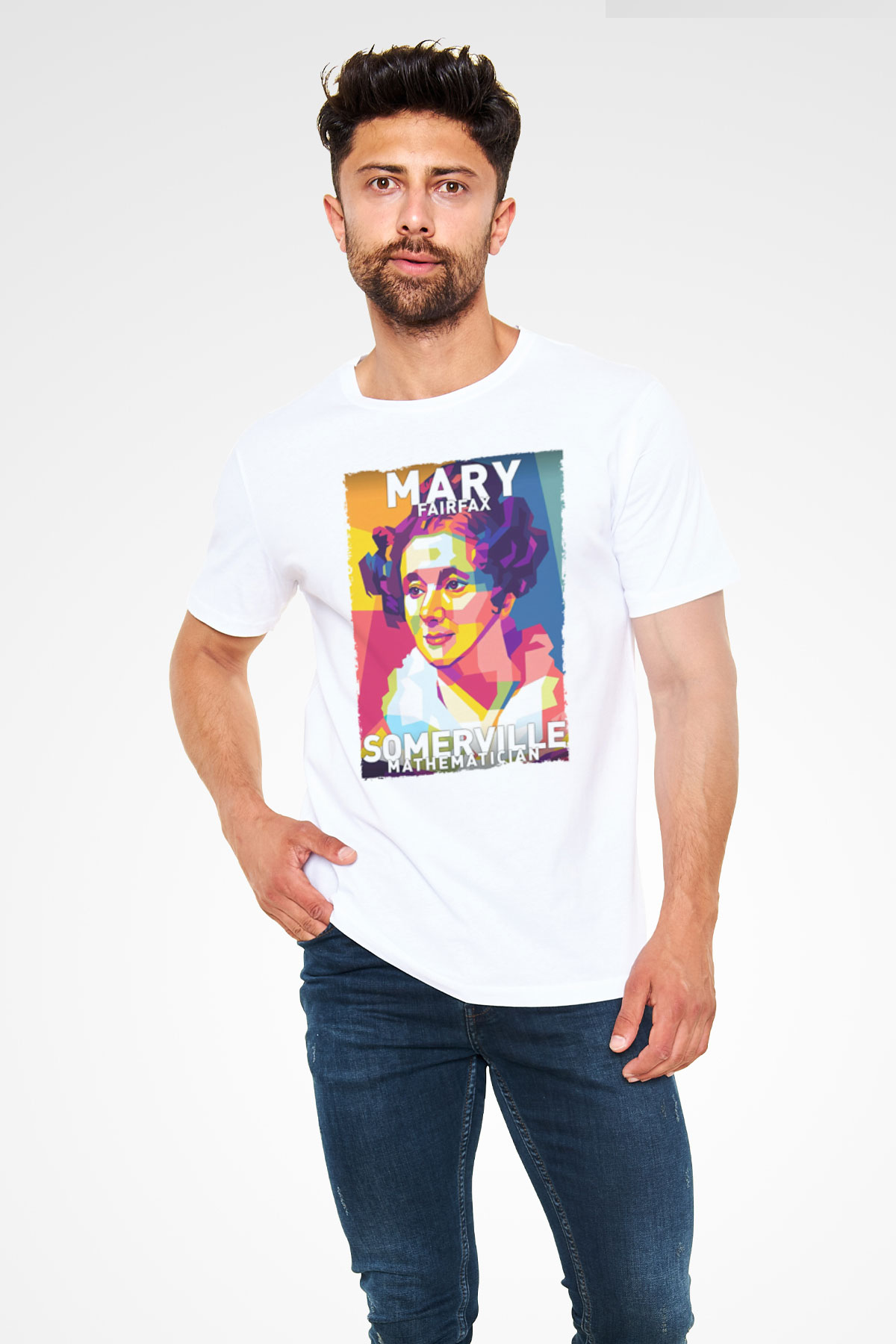 Mary Fairrfax Somerville Baskılı Unisex Beyaz Tişört - Tshirt