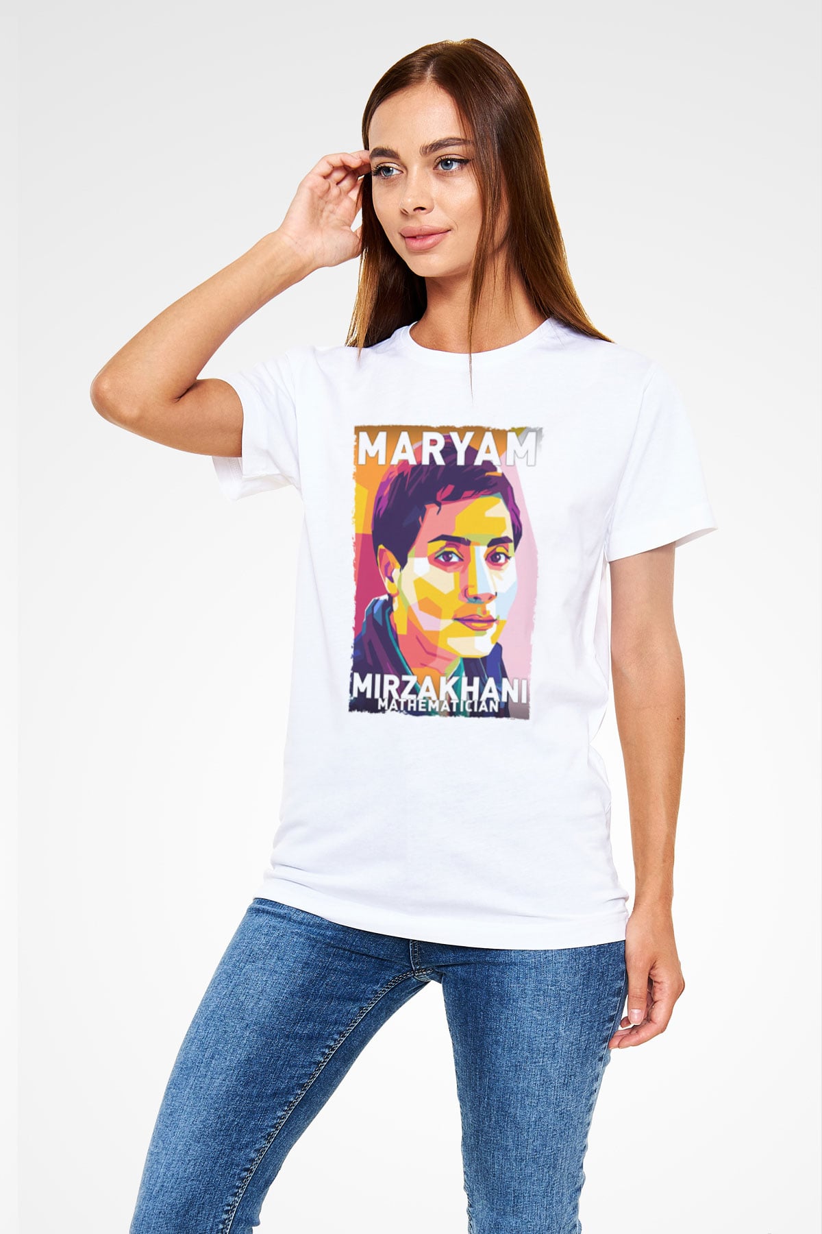 Maryam Mirzakhani Baskılı Unisex Beyaz Tişört - Tshirt