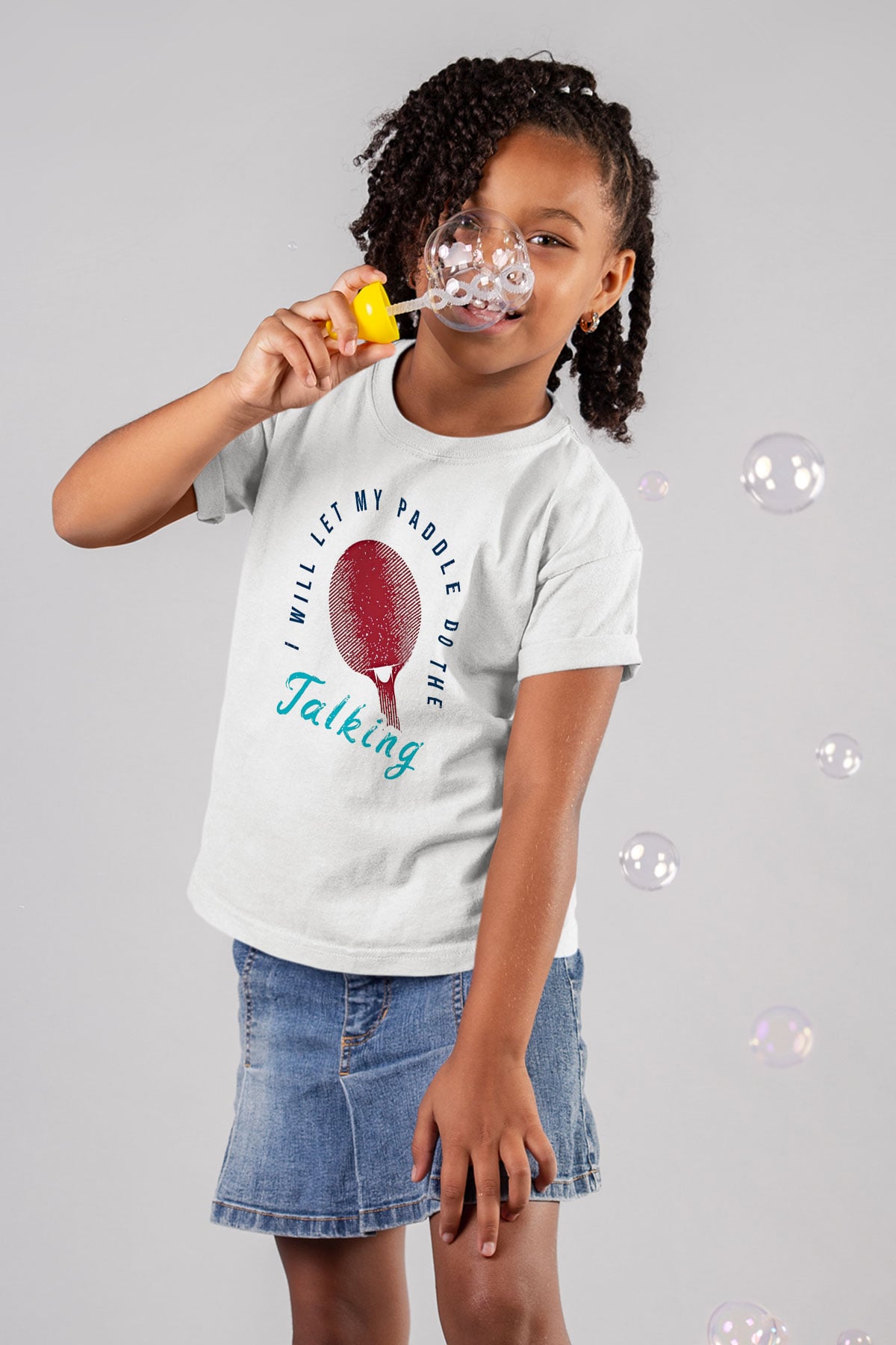 Masa Tenisi Baskılı Unisex Beyaz Çocuk Tişört - Tshirt