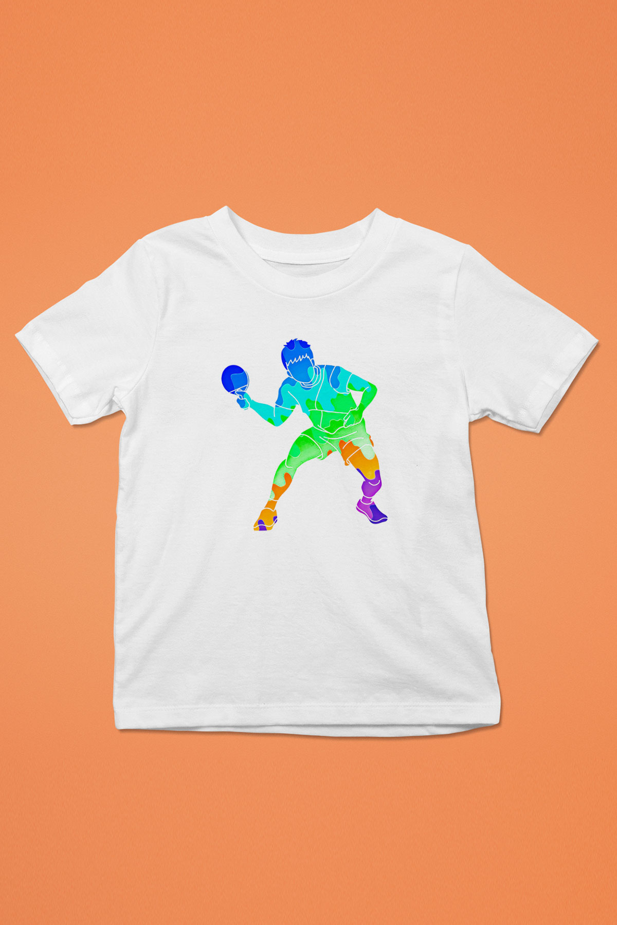 Masa Tenisi Baskılı Unisex Beyaz Çocuk Tişört - Tshirt