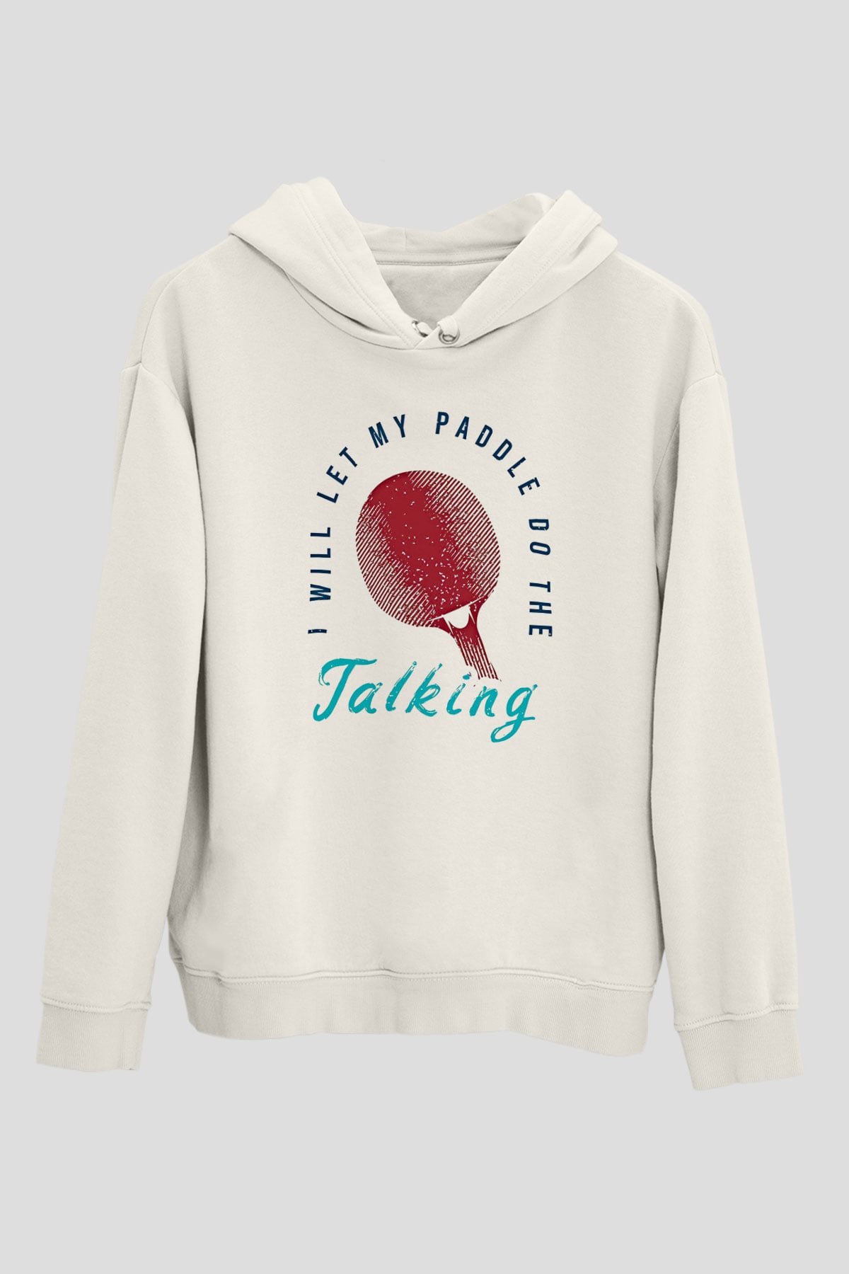 Masa Tenisi Baskılı Unisex Ekru Hoodie