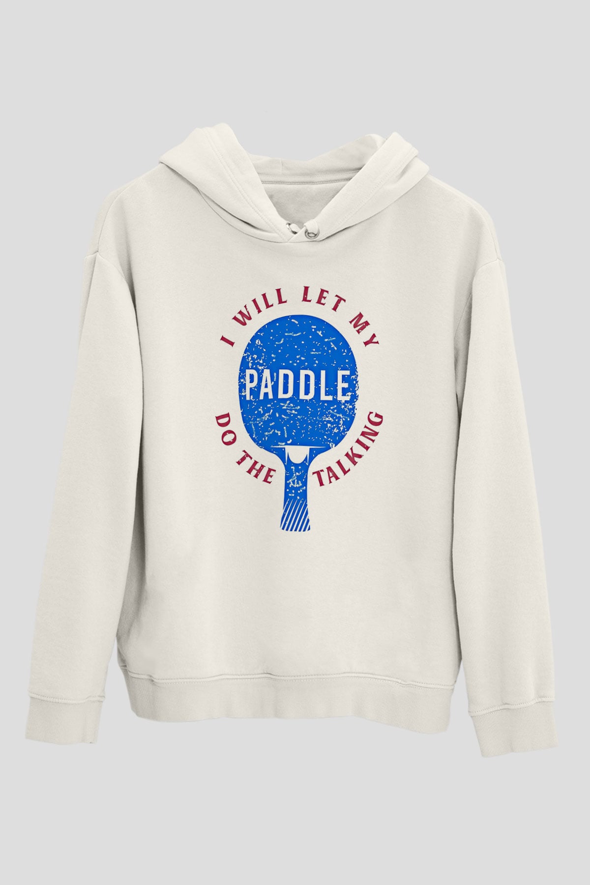 Masa Tenisi Baskılı Unisex Ekru Hoodie