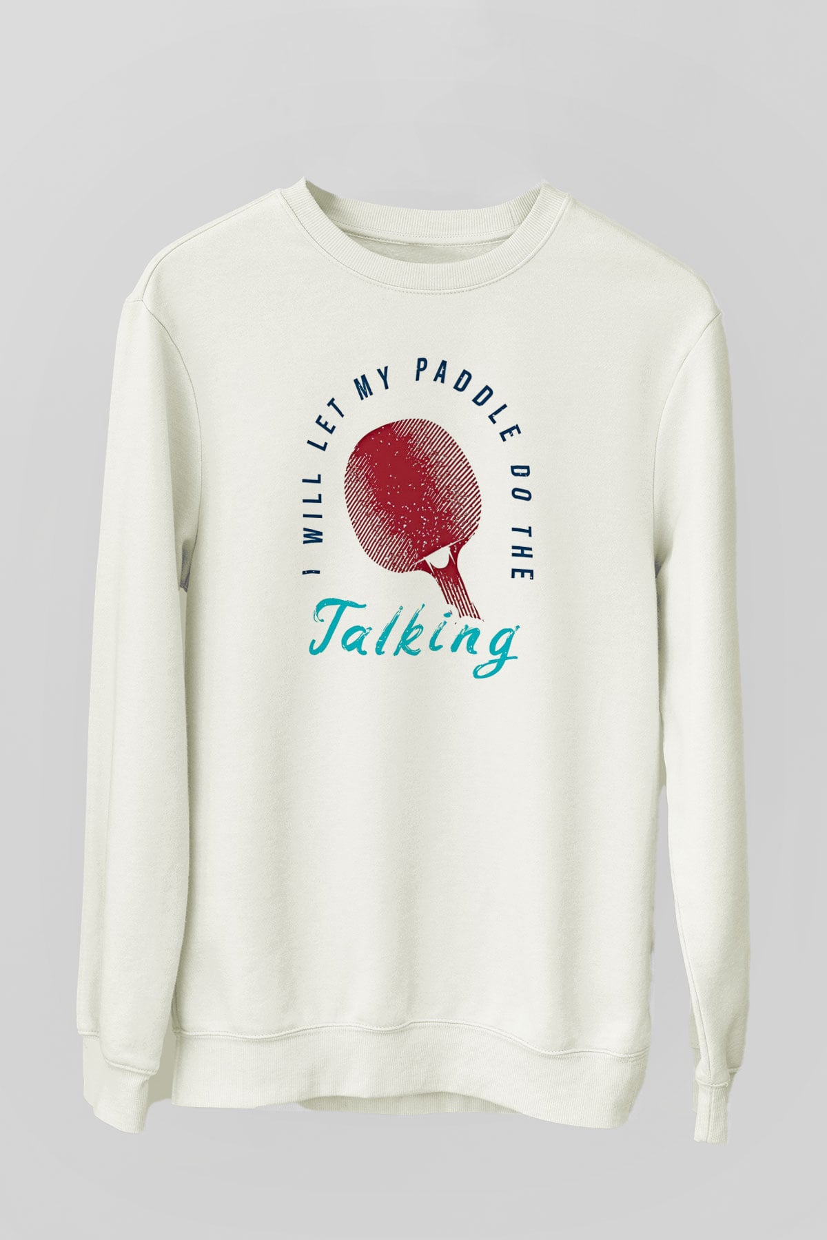Masa Tenisi Baskılı Unisex Ekru Sweatshirt