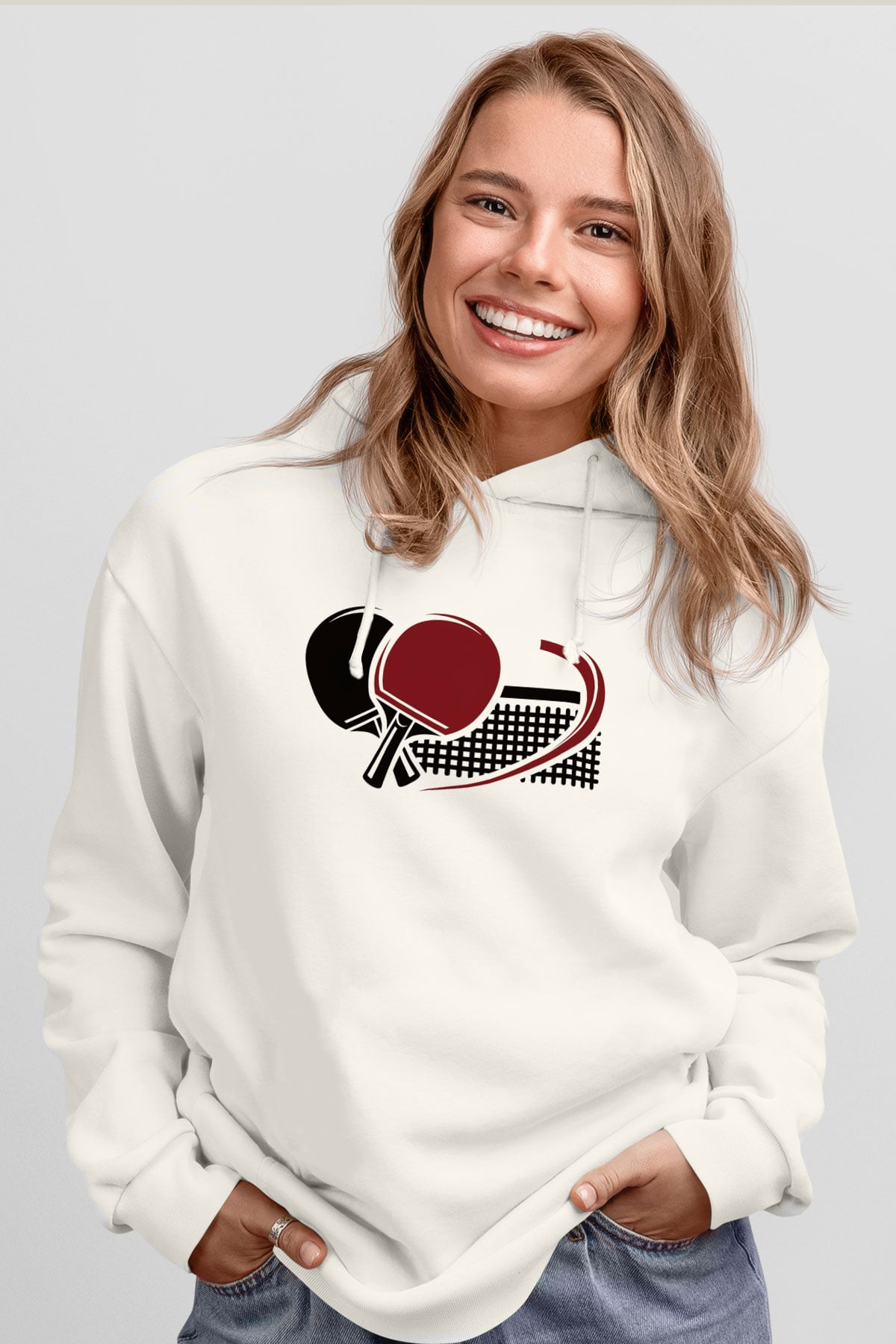 Masa tenisi Beyaz Unisex Hoodie