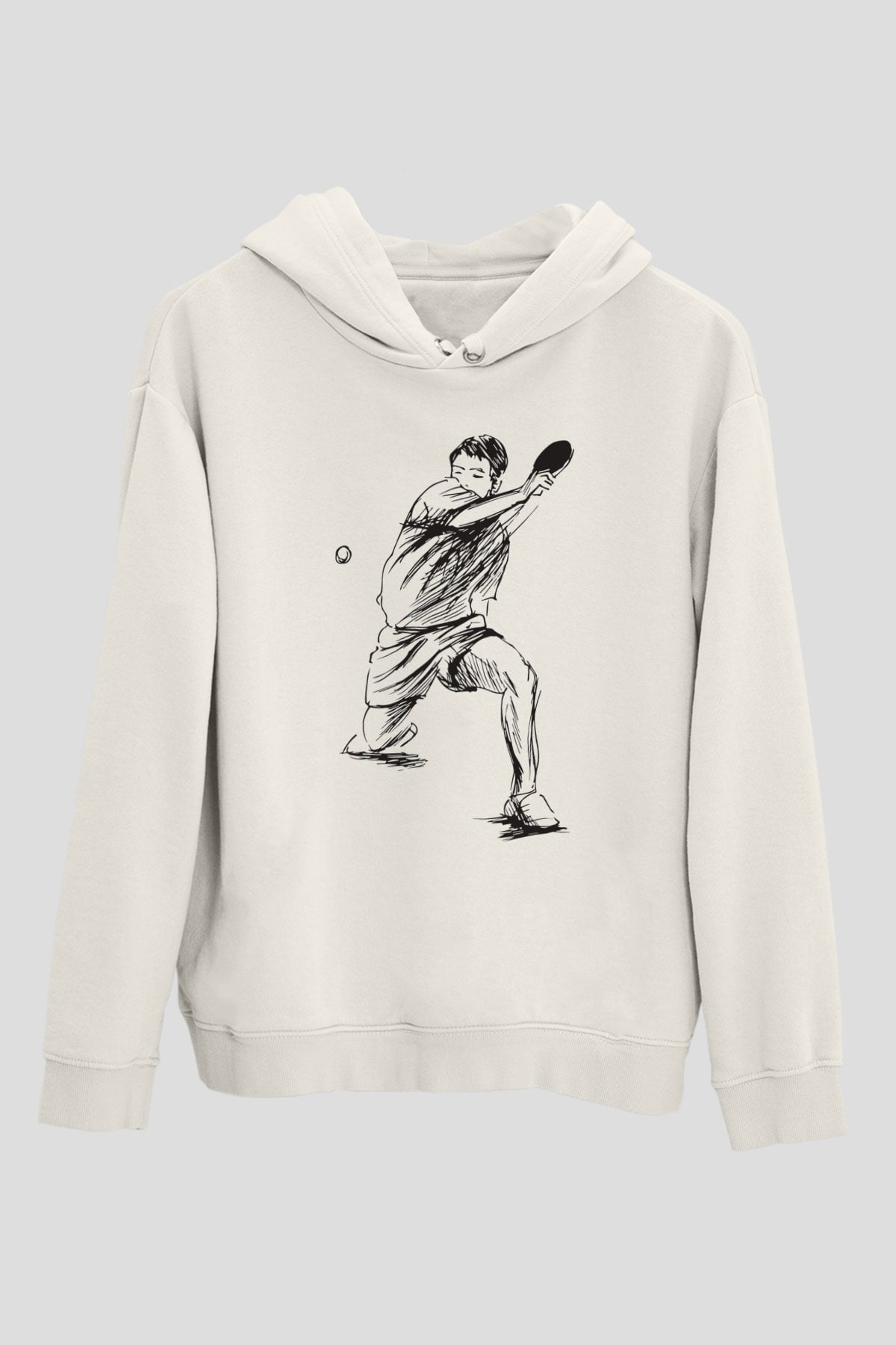 Masa tenisi Beyaz Unisex Kapüşonlu Sweatshirt