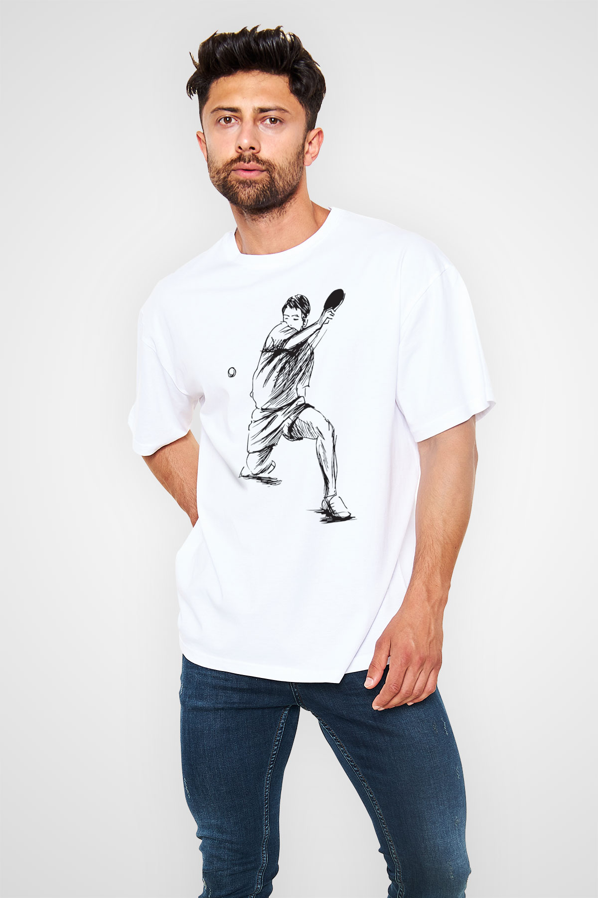 Masa tenisi Beyaz Unisex Tişört T-Shirt - TişörtFabrikası