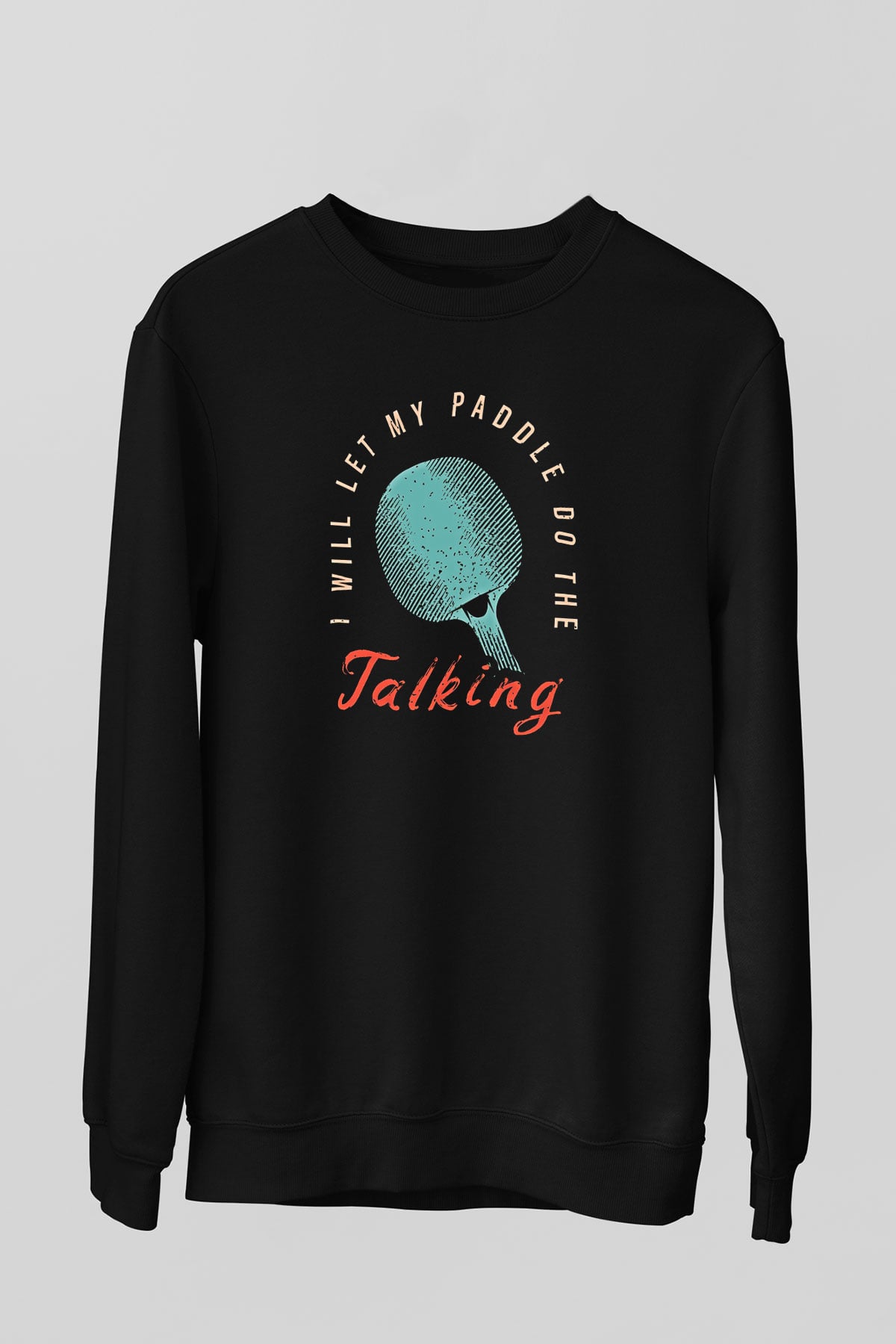 Masa Tenisi - Ping Pong Baskılı Unisex Siyah Sweatshirt