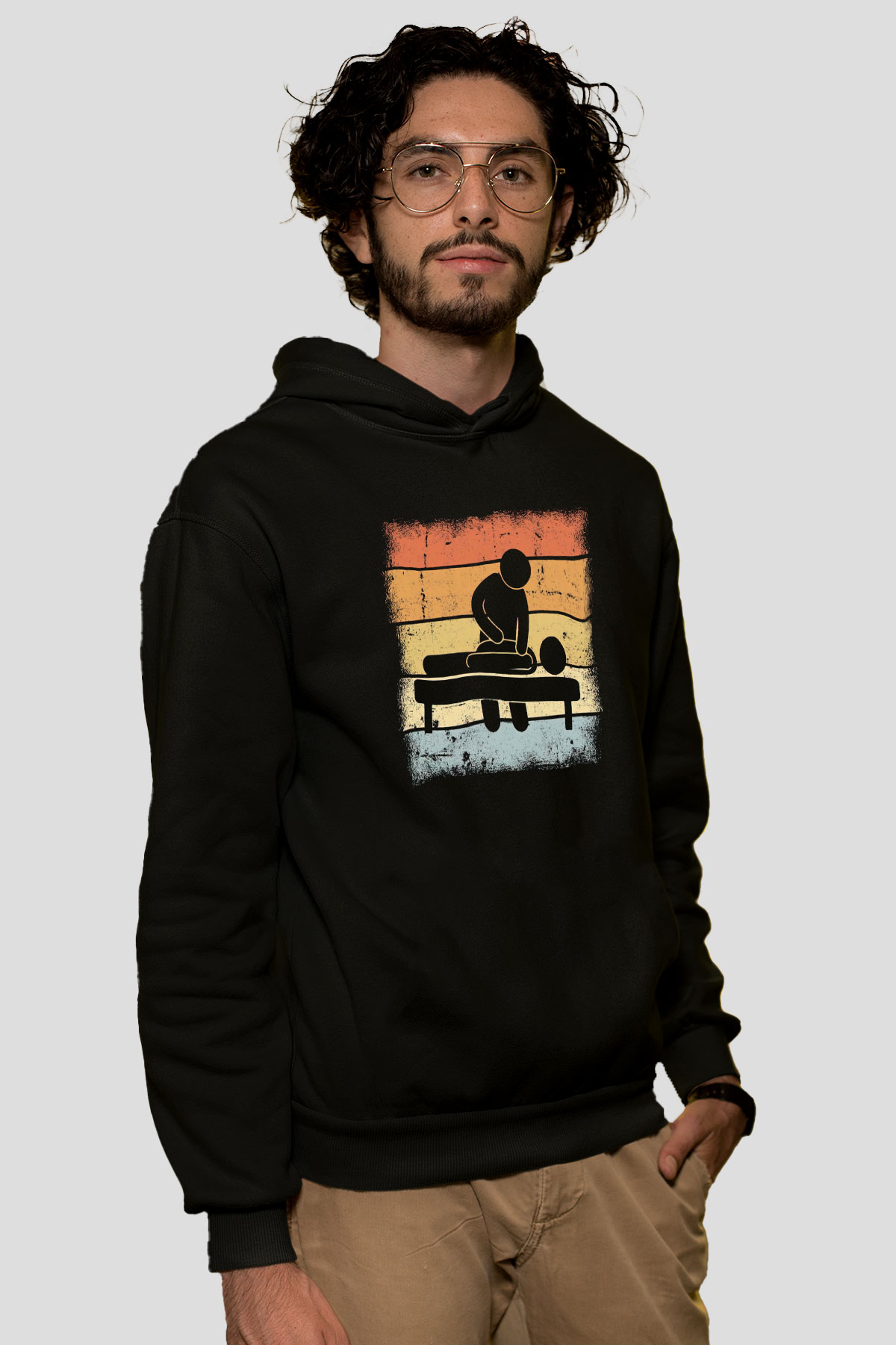 Masör Siyah Unisex Kapüşonlu Sweatshirt