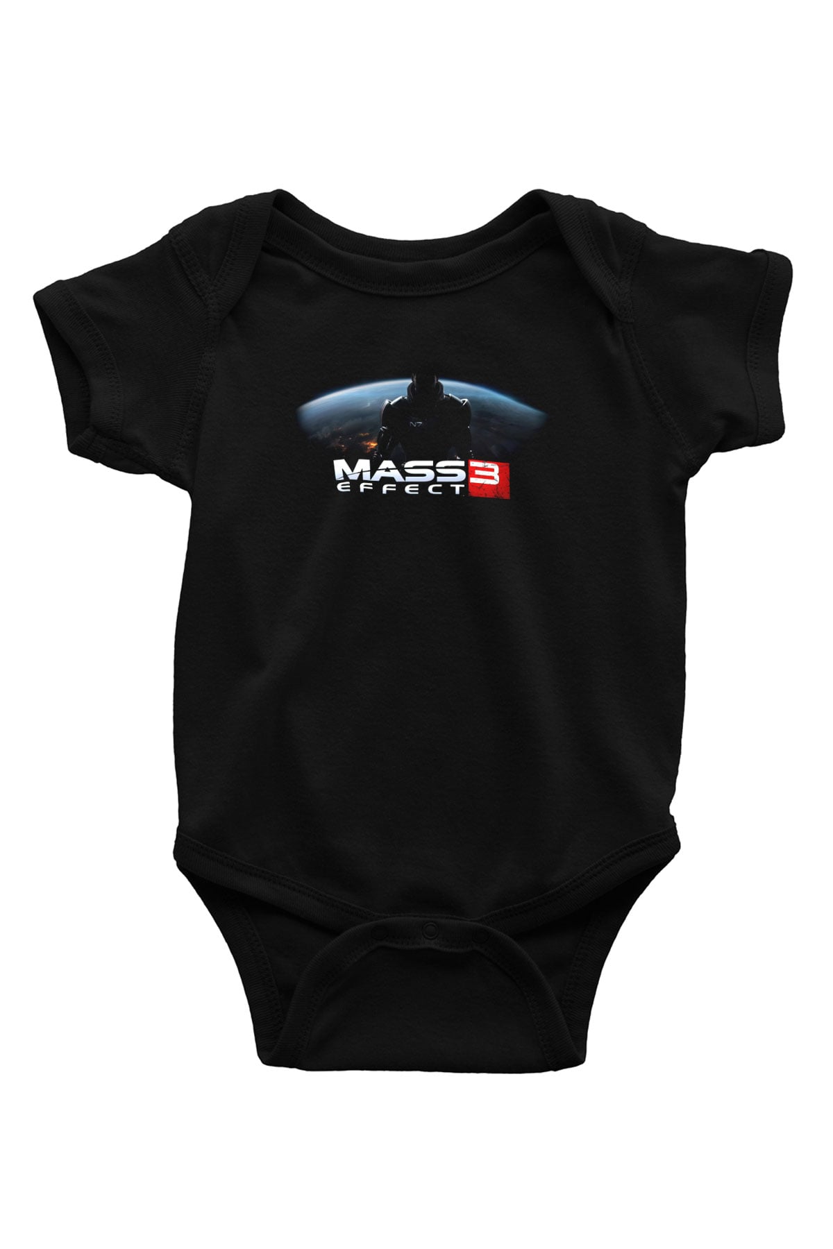 Mass Effect Baskılı Siyah Bebek Body - Zıbın