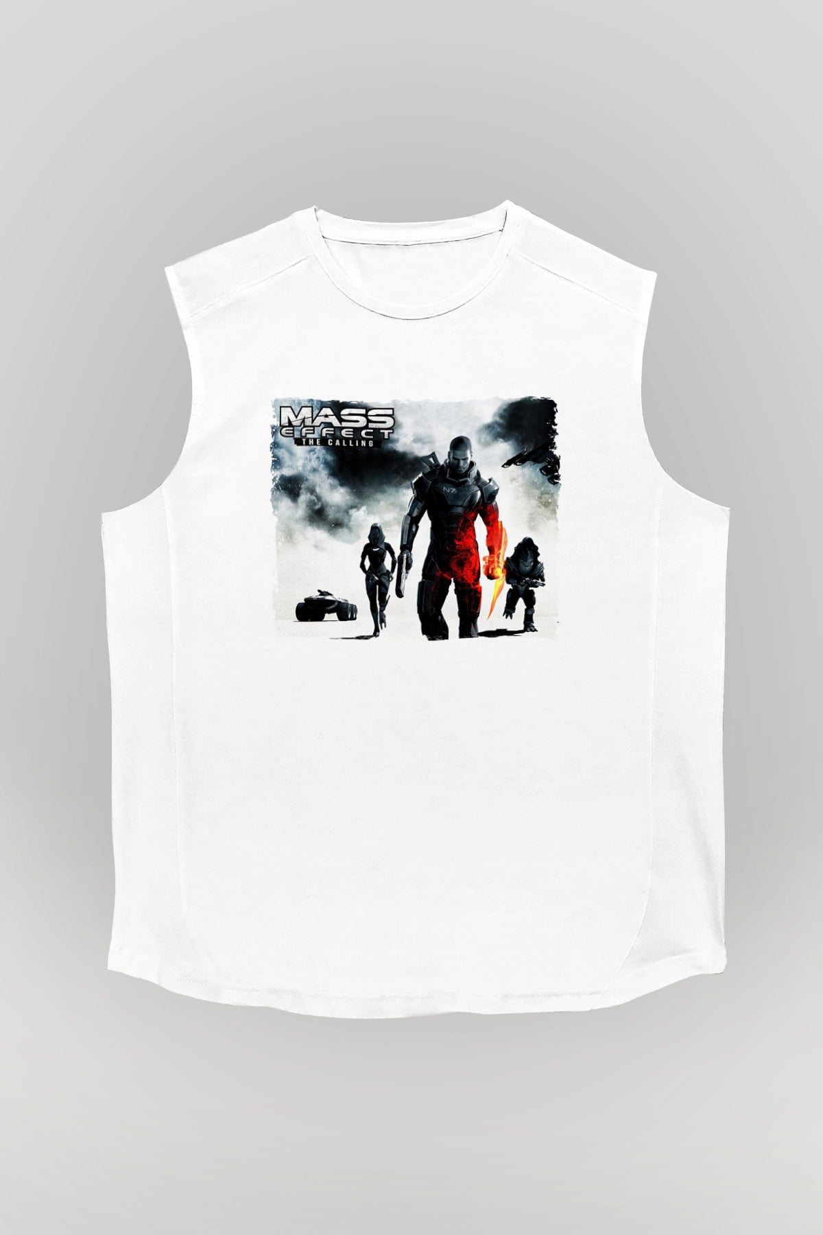 Mass Effect Beyaz Unisex Kolsuz Tişört